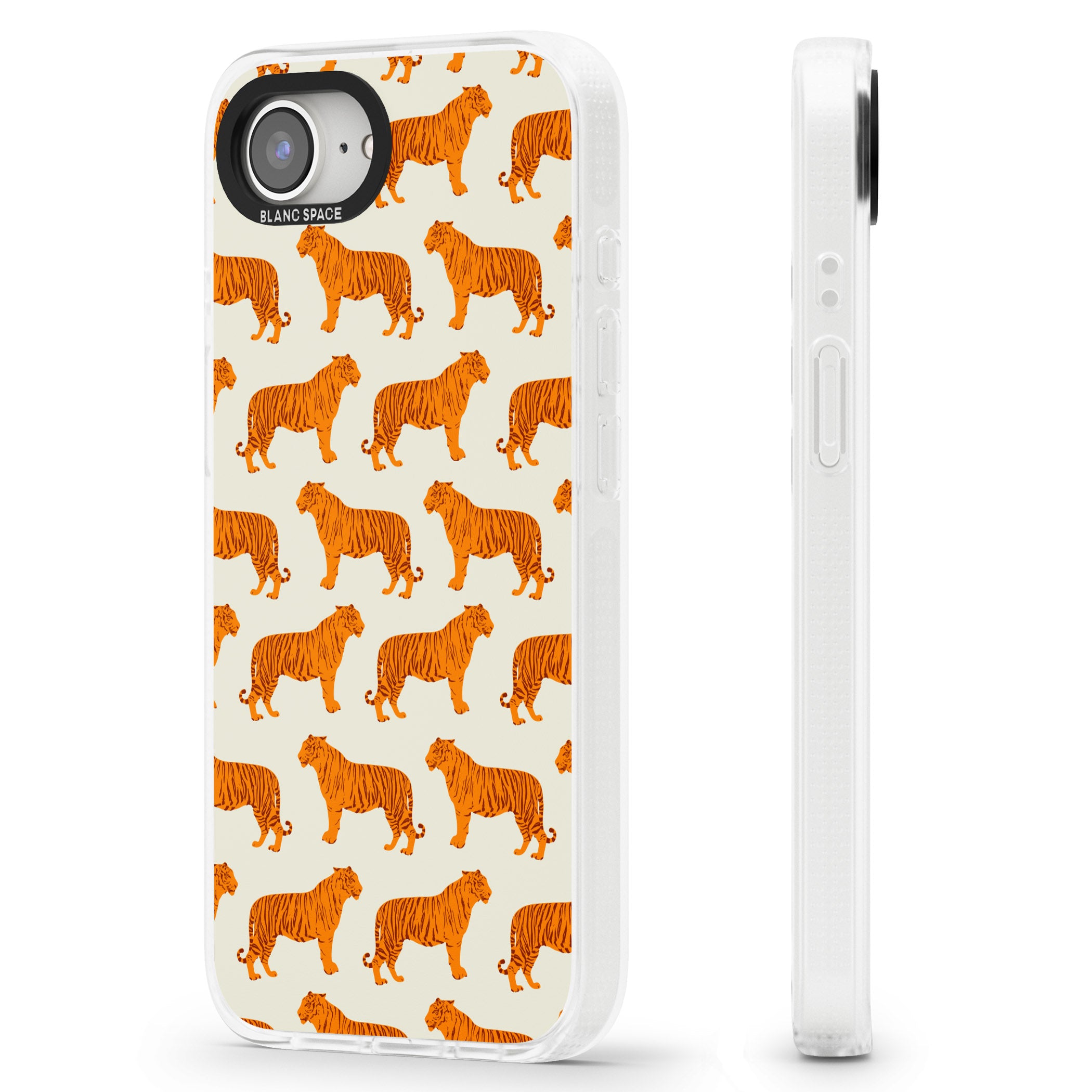 Trendy Tiger Patterns Tigers On Khaki iPhone 16e Clear Case Impact Air - Blanc Space