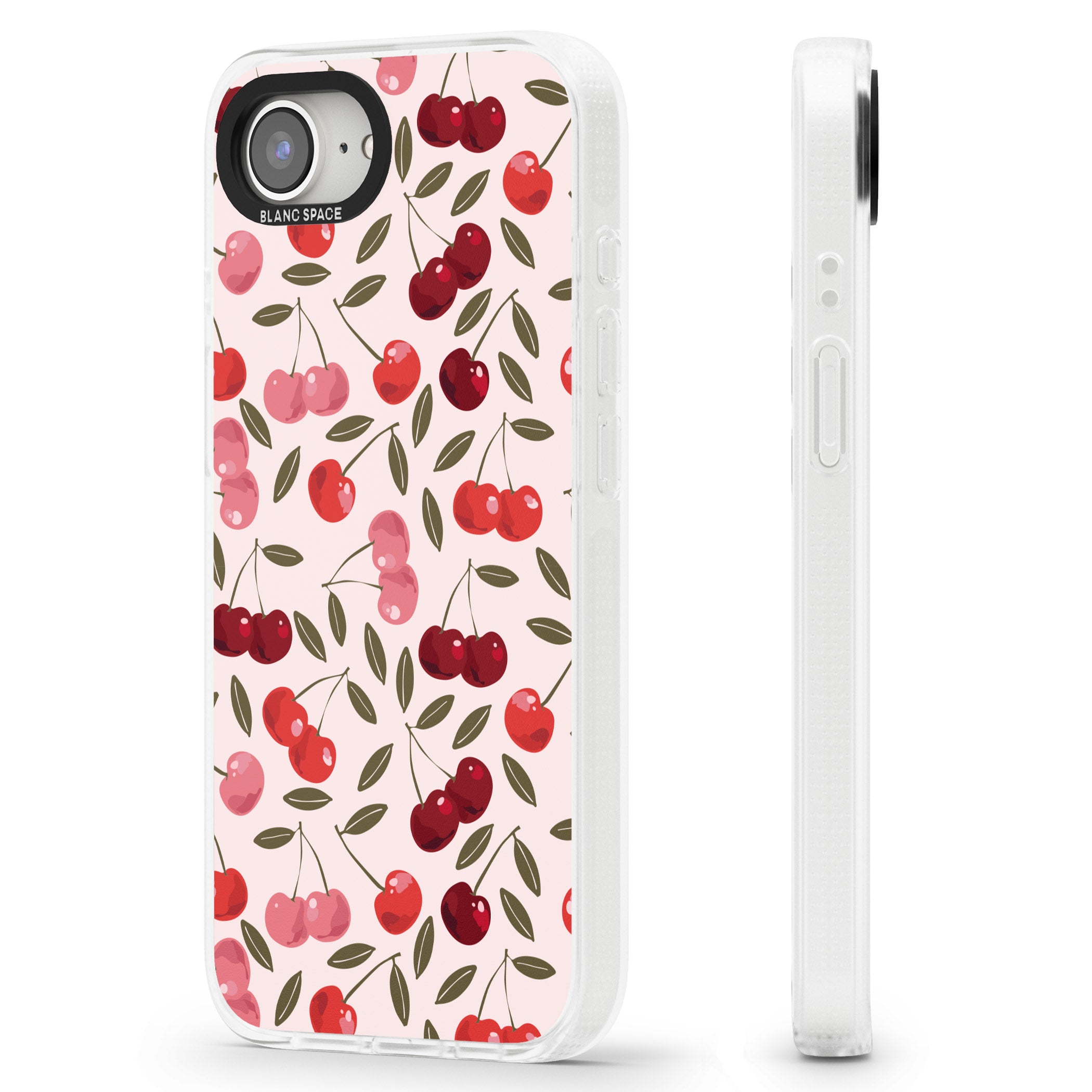 Fruity & Fun Patterns Cherries iPhone 16e Clear Case Impact Air - Blanc Space