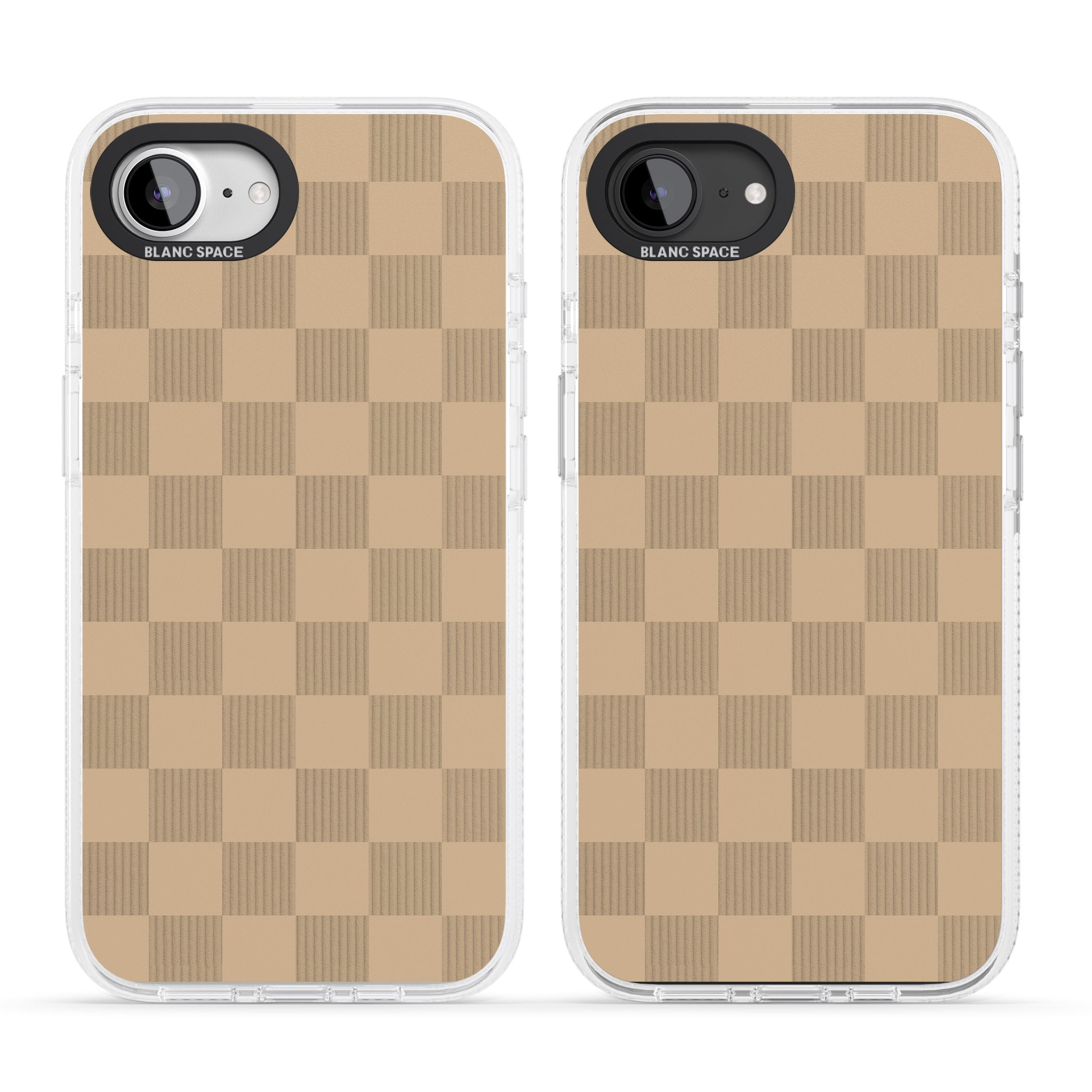 BEIGE CHECKERED iPhone 16e Clear Case Impact Air - Blanc Space
