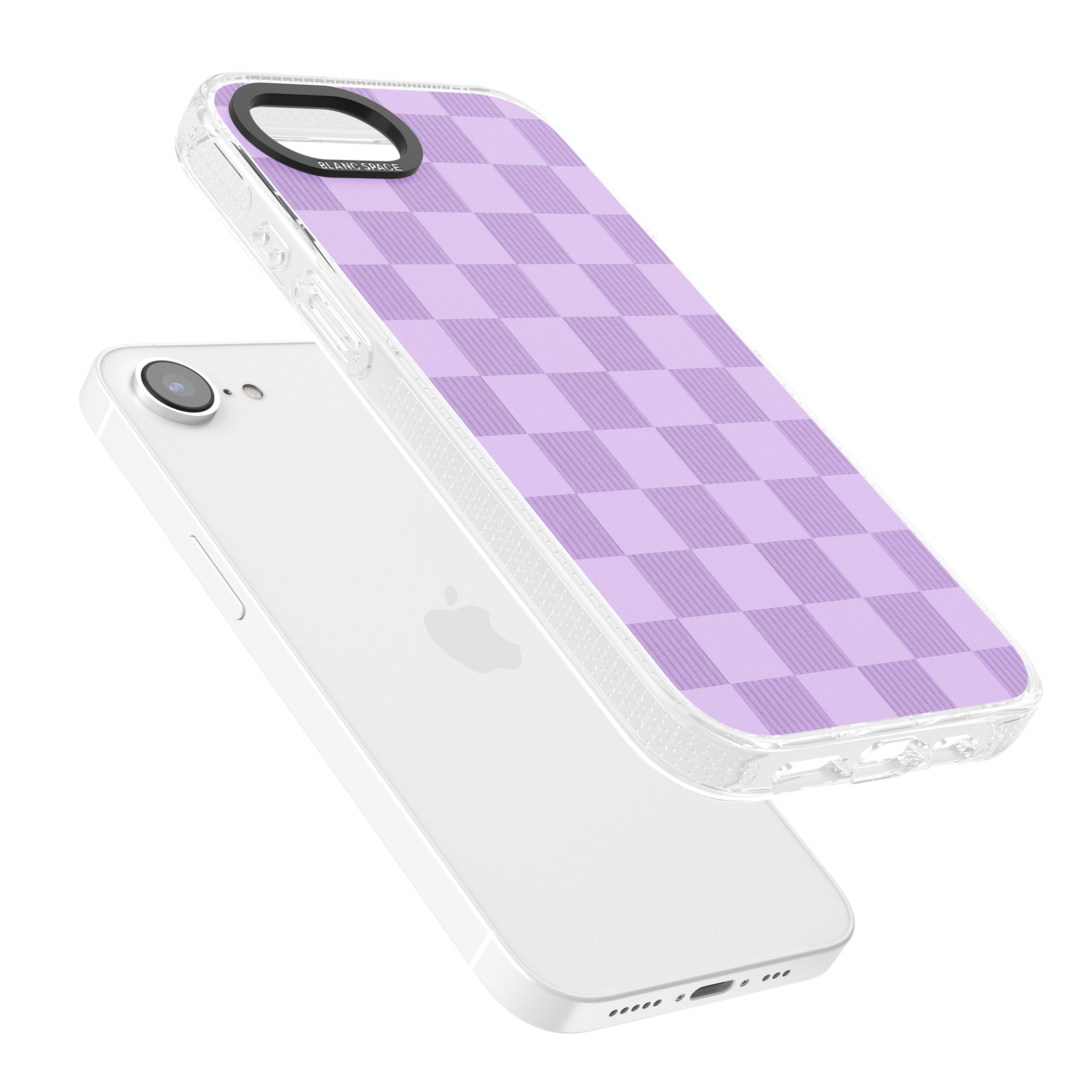 LILAC CHECKERED iPhone 16e Clear Case Impact Air - Blanc Space