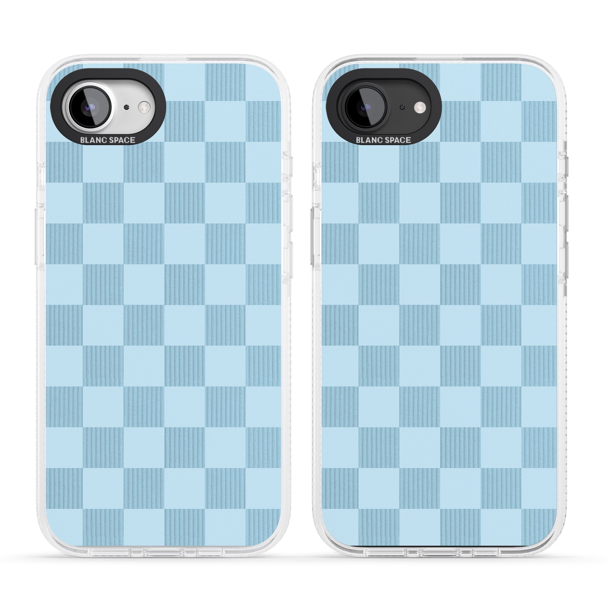 SKYBLUE CHECKERED iPhone 16e Clear Case Impact Air - Blanc Space