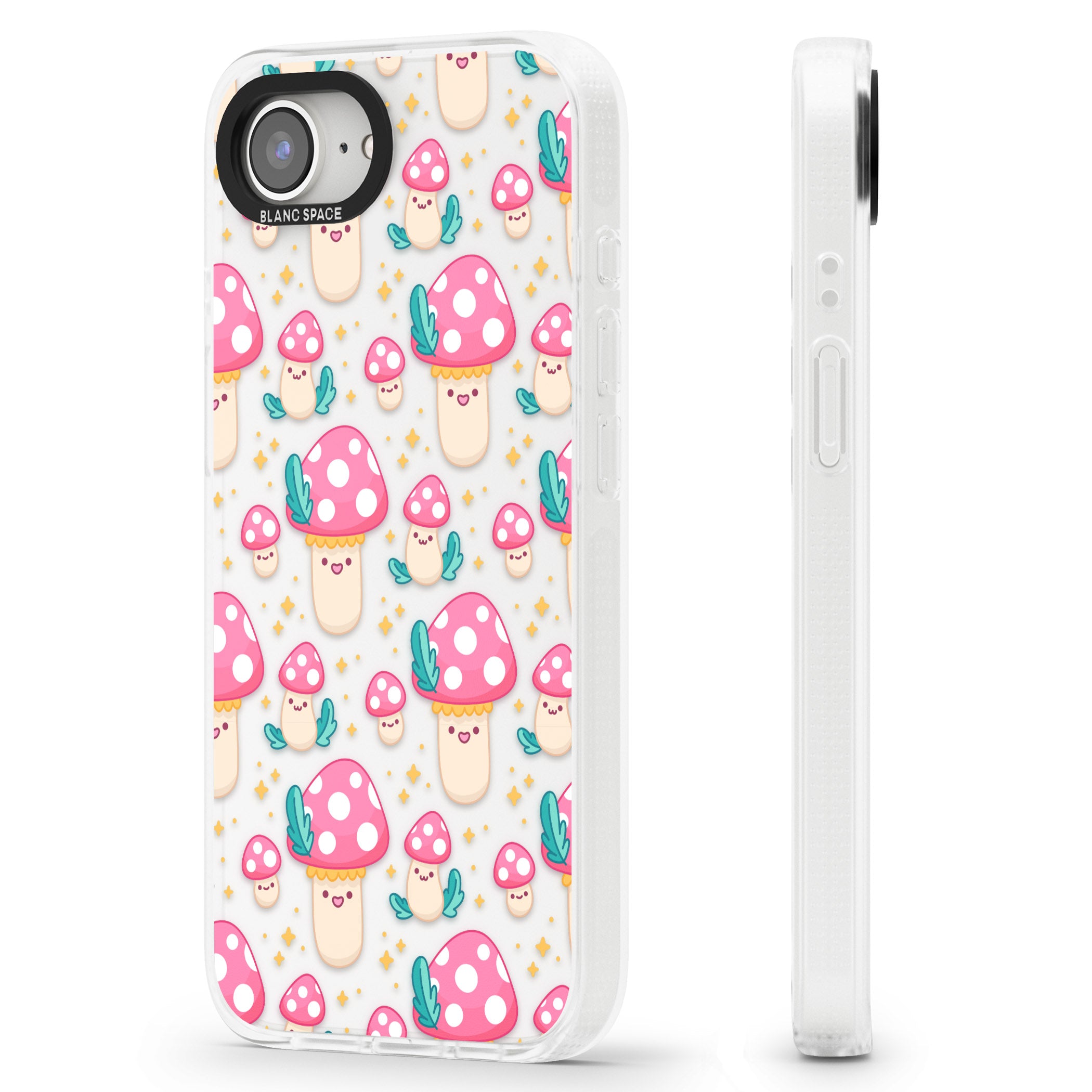 Cute Mushrooms Pattern iPhone 16e Clear Case Impact Air - Blanc Space