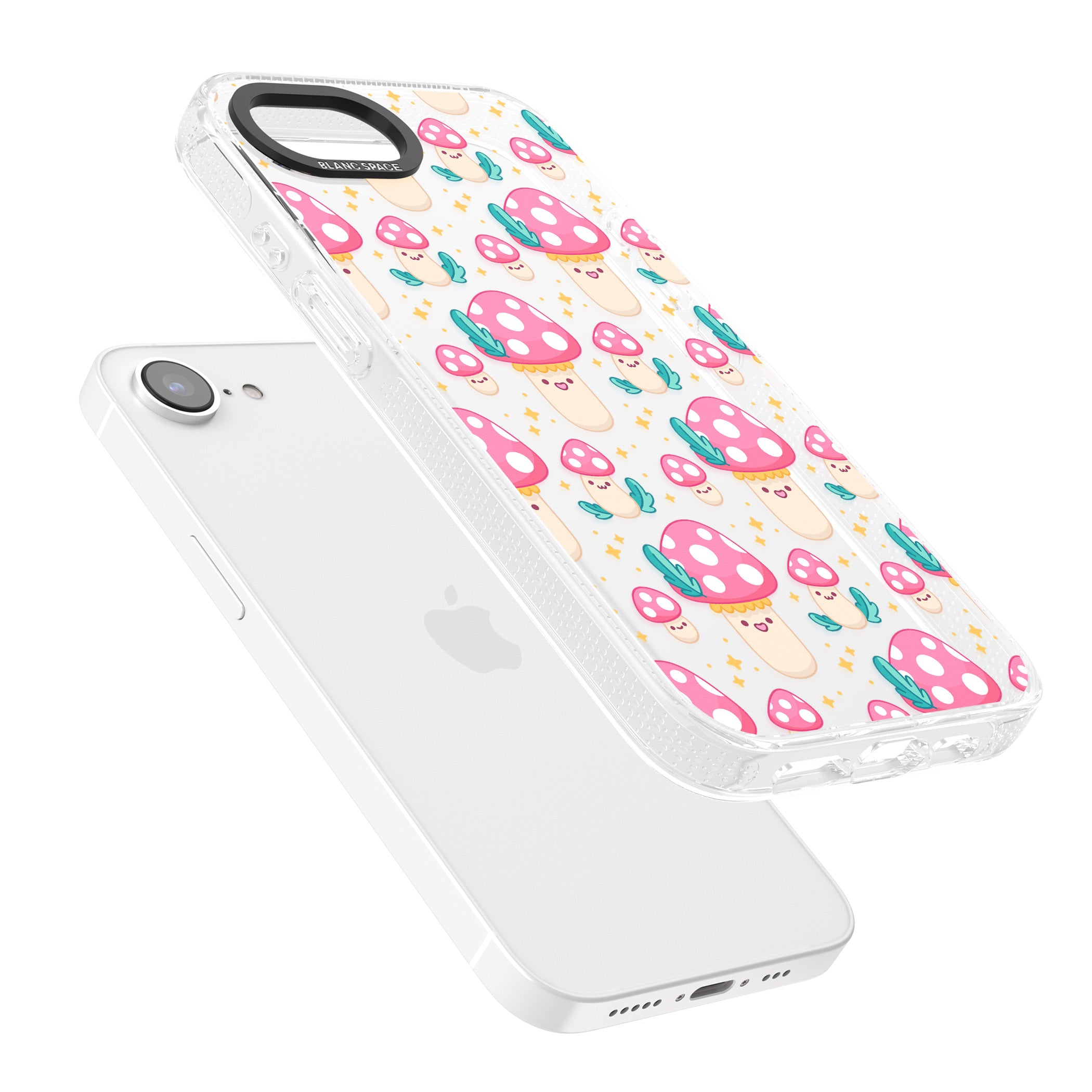 Cute Mushrooms Pattern iPhone 16e Clear Case Impact Air - Blanc Space