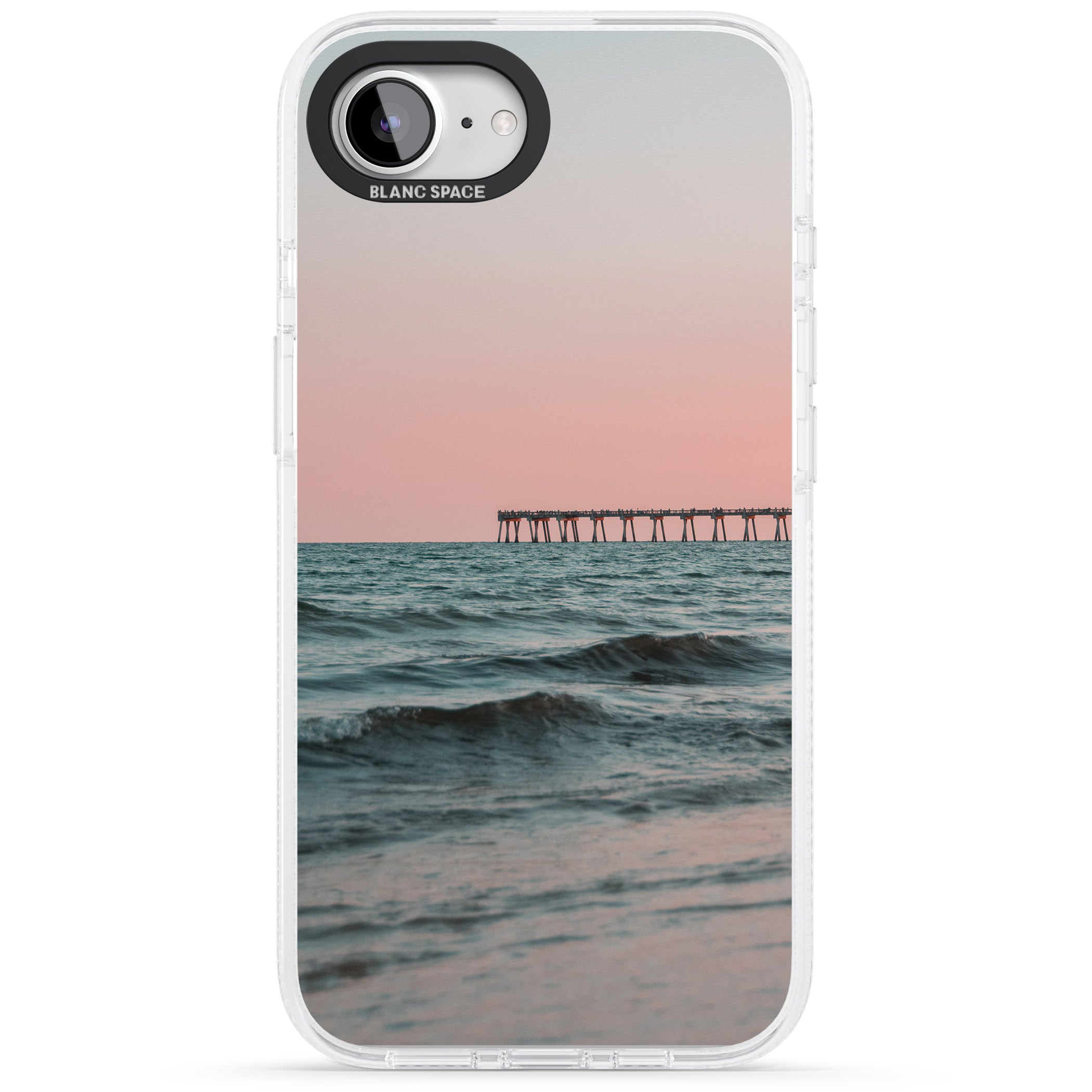 Beach Pier Photograph iPhone 16e Clear Case Impact Air - Blanc Space