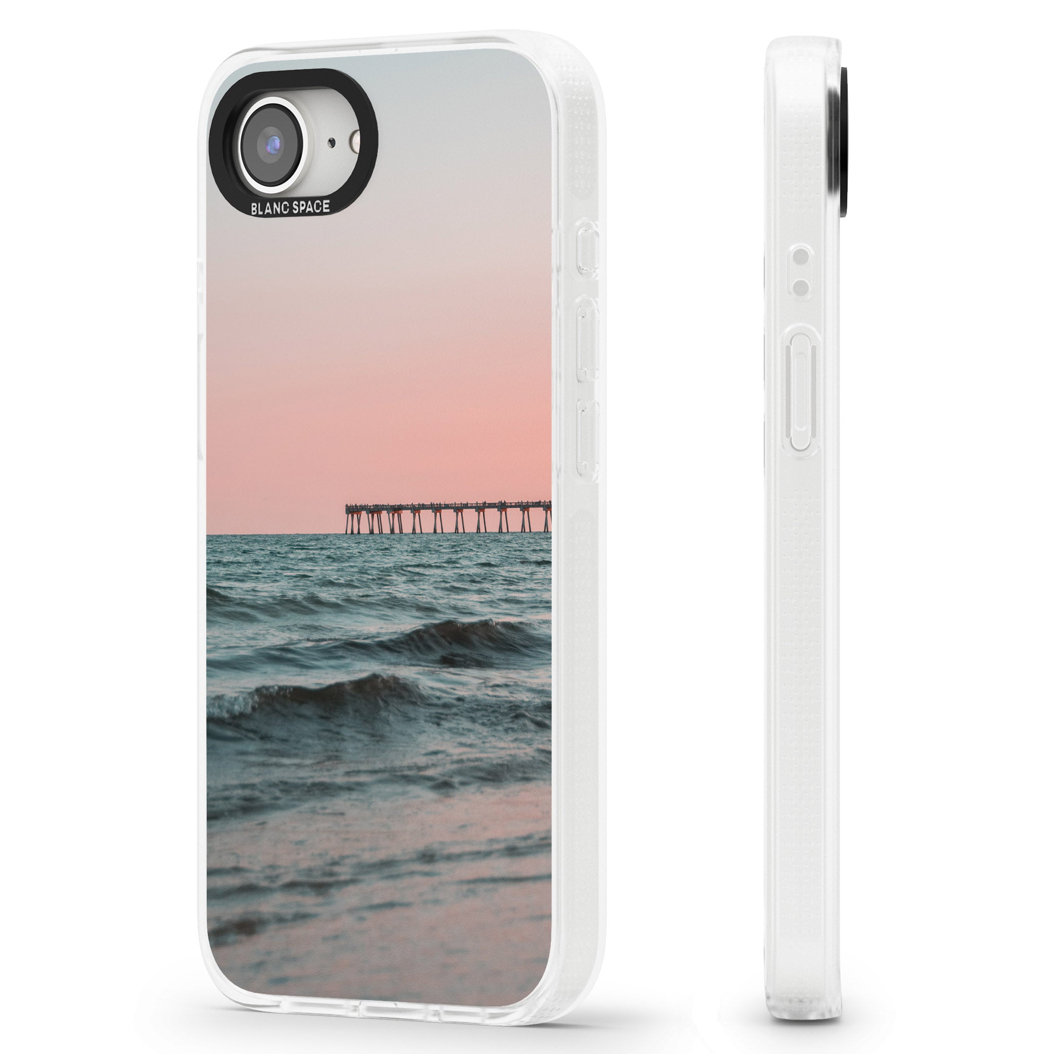 Beach Pier Photograph iPhone 16e Clear Case Impact Air - Blanc Space