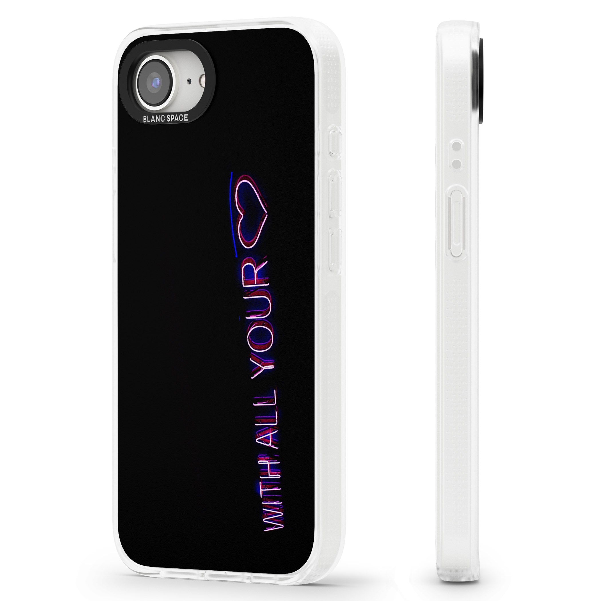 With All Your Heart Neon Sign iPhone 16e Clear Case Impact Air - Blanc Space