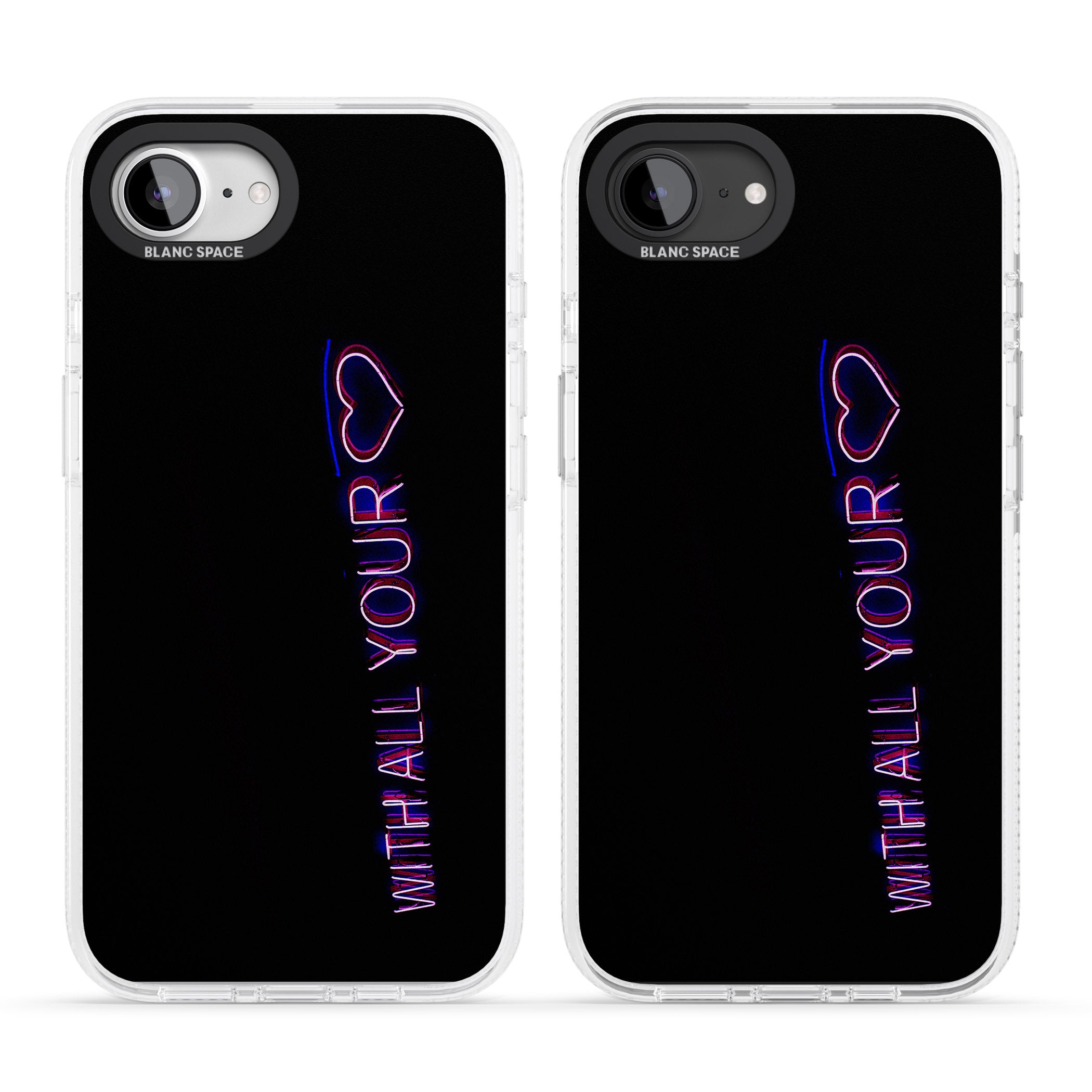 With All Your Heart Neon Sign iPhone 16e Clear Case Impact Air - Blanc Space