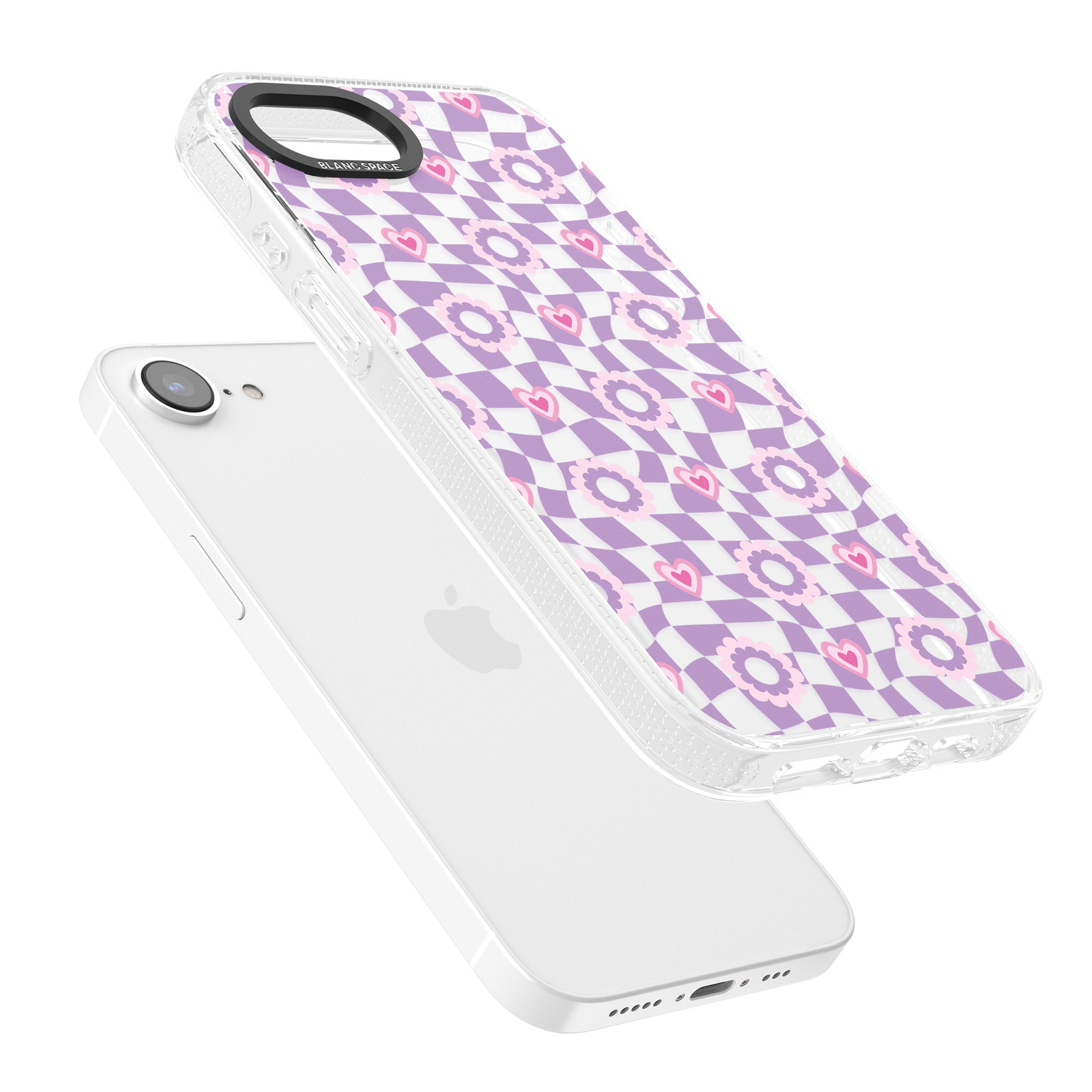 Checkered Love Pattern iPhone 16e Clear Case Impact Air - Blanc Space