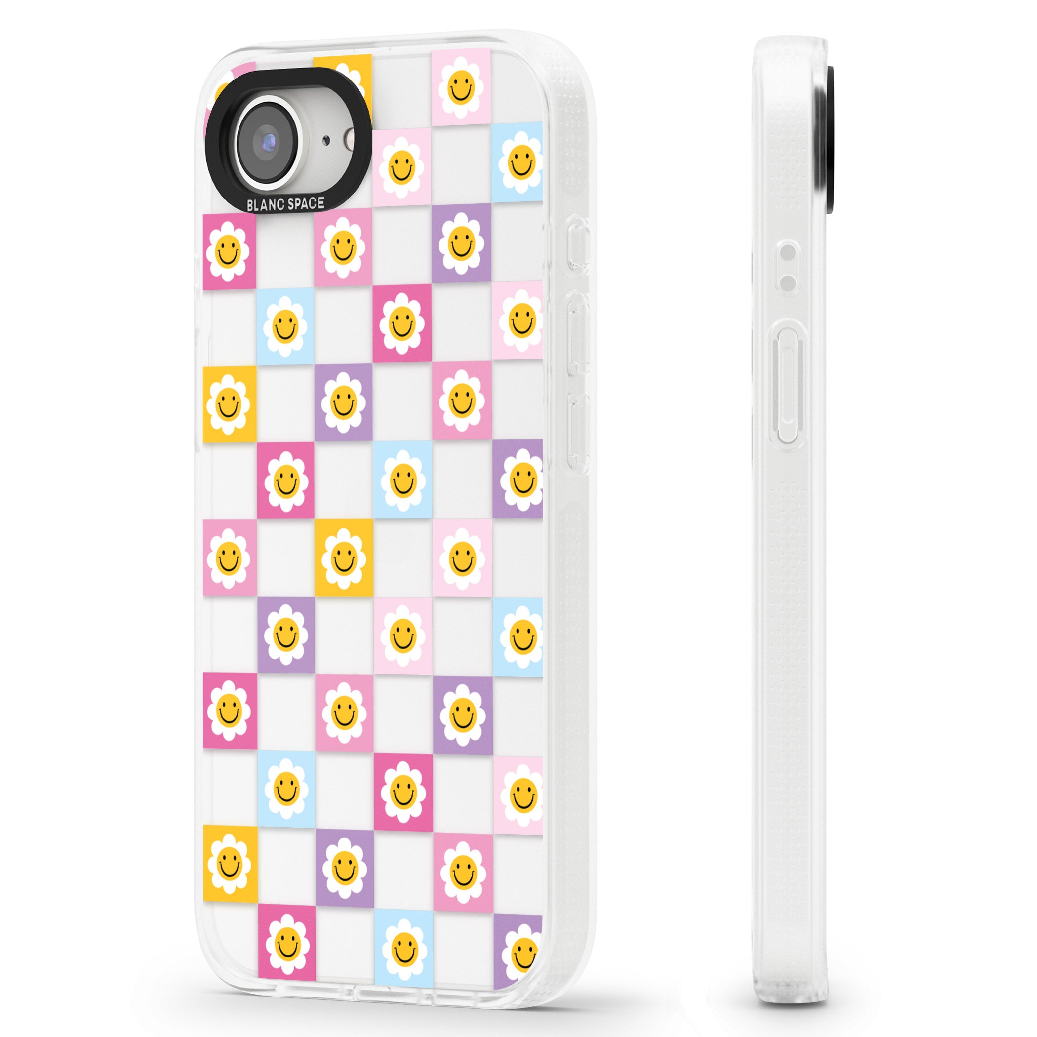 Daisy Squares Pattern iPhone 16e Clear Case Impact Air - Blanc Space