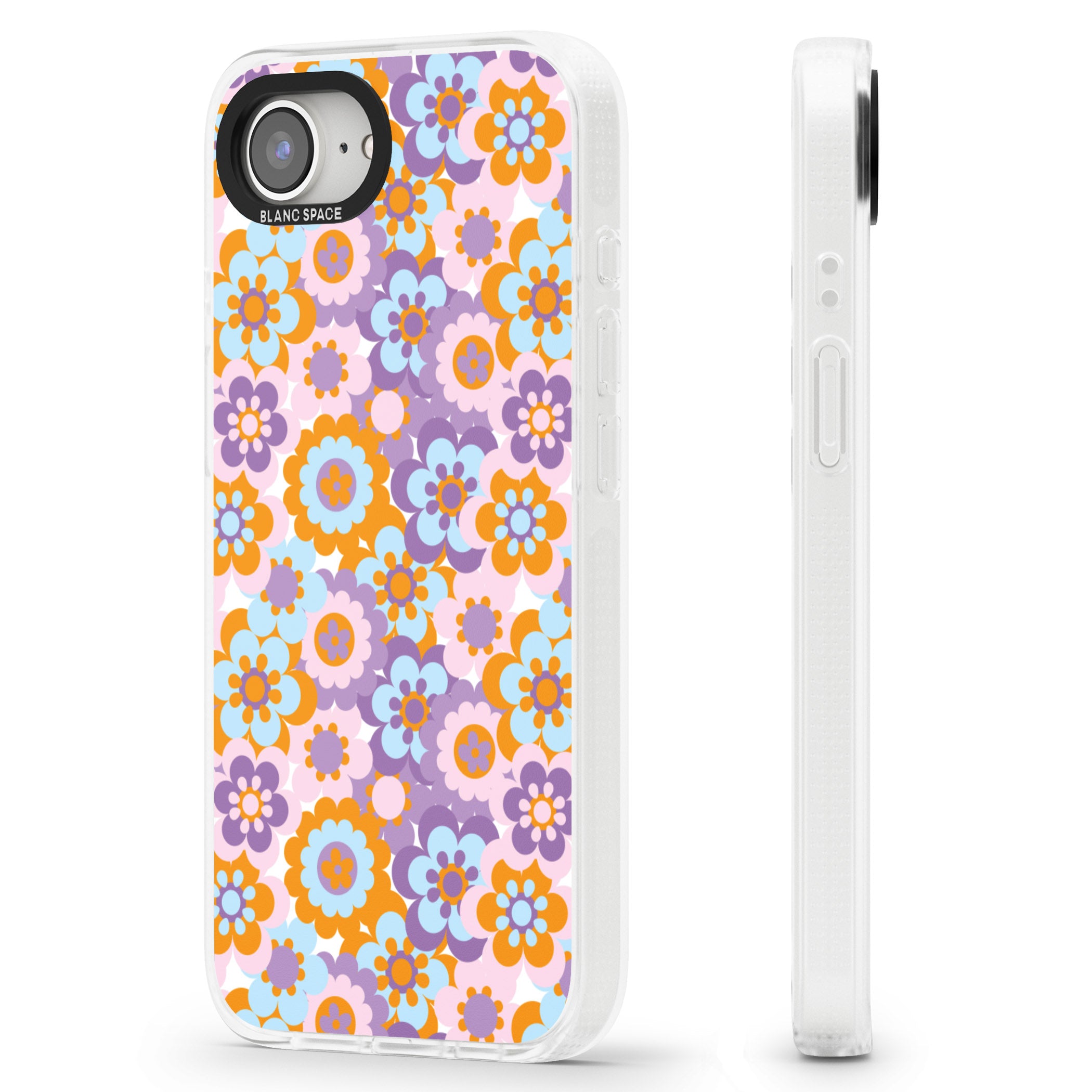Flower Power Pattern iPhone 16e Clear Case Impact Air - Blanc Space