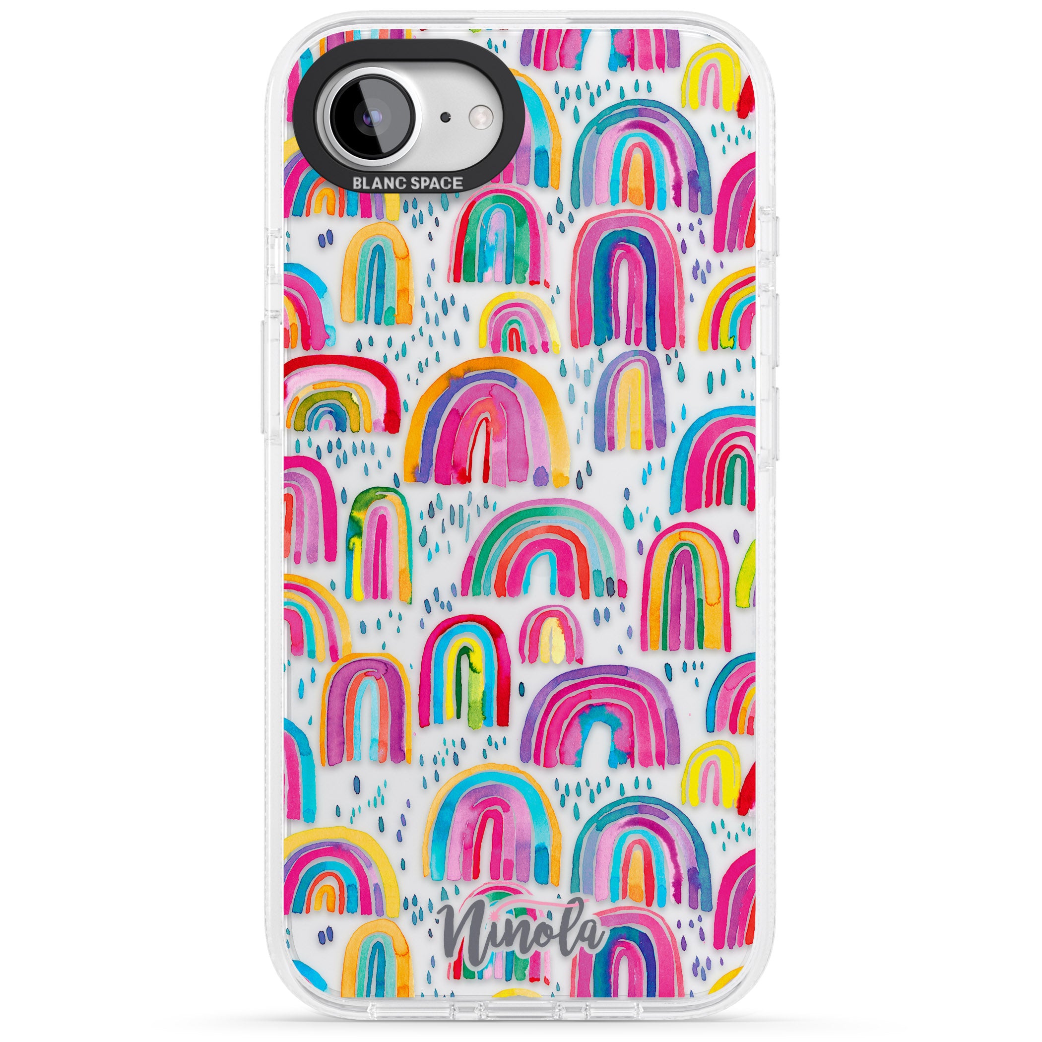 Cute Watercolor Rainbows iPhone 16e Clear Case Impact Air - Blanc Space