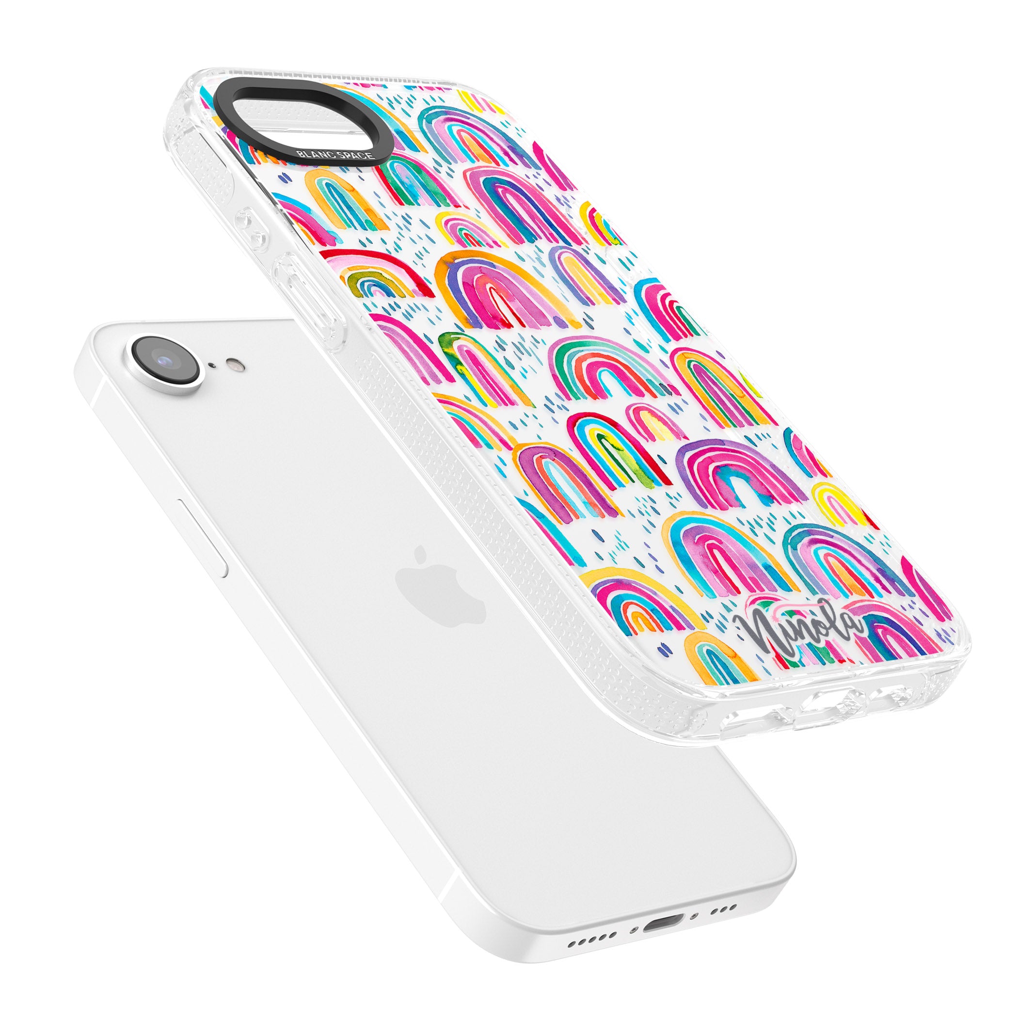 Cute Watercolor Rainbows iPhone 16e Clear Case Impact Air - Blanc Space
