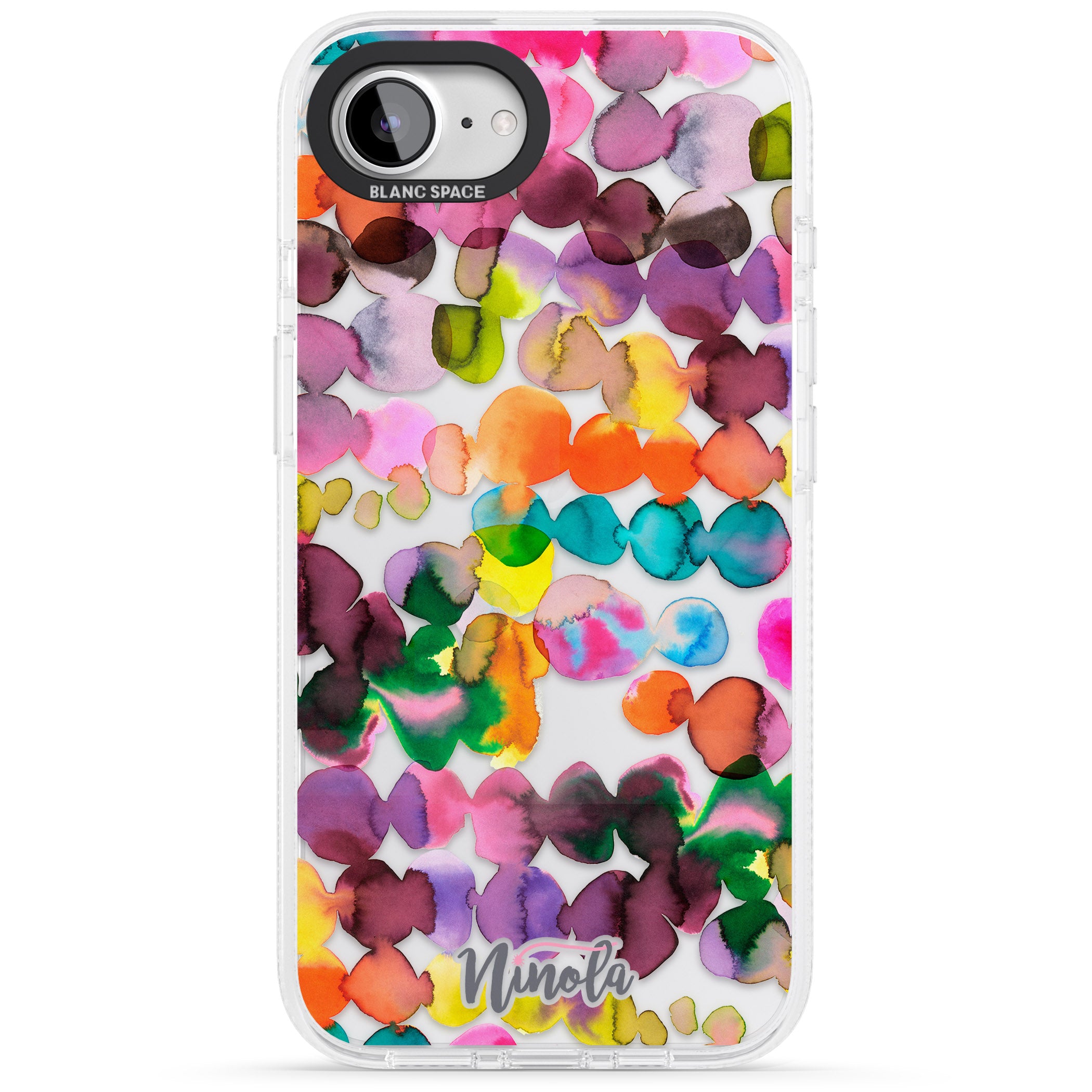 Ink Bleeding Dots iPhone 16e Clear Case Impact Air - Blanc Space