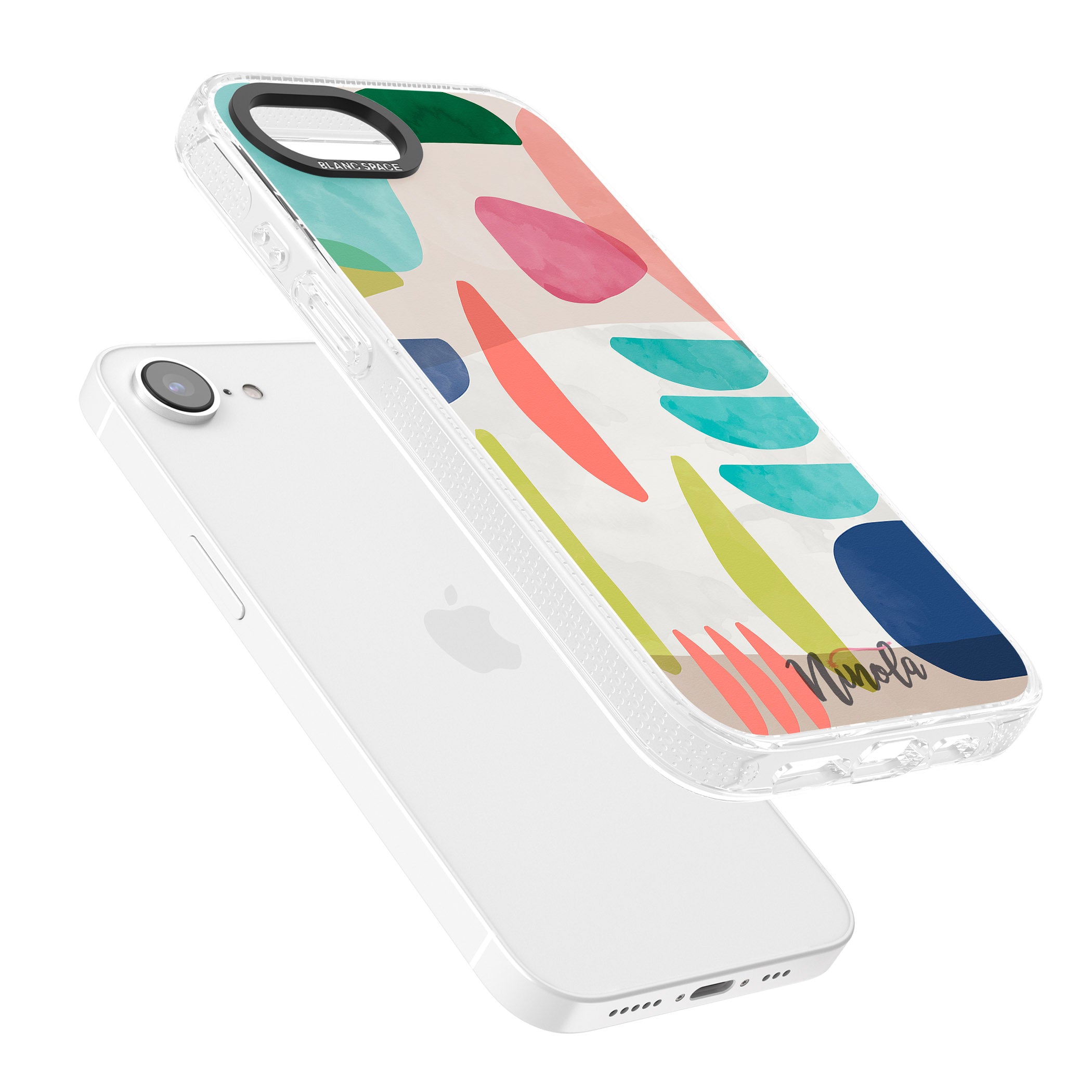Organic Bold Shapes iPhone 16e Clear Case Impact Air - Blanc Space
