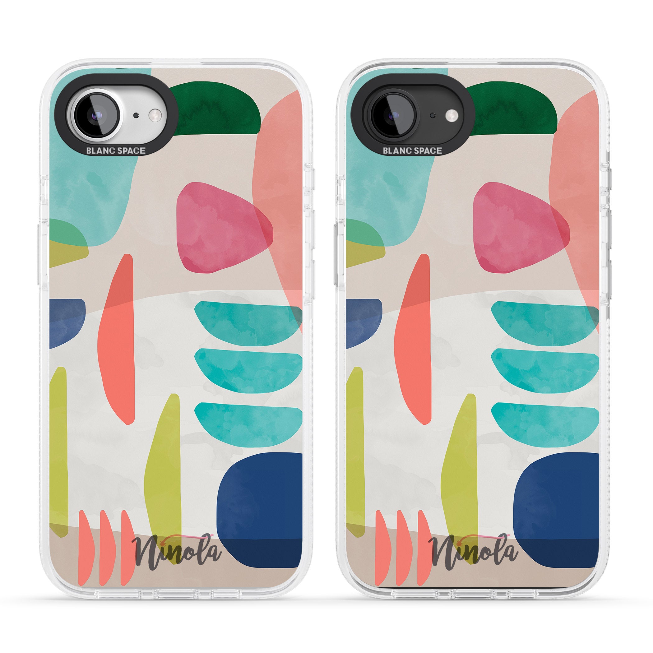 Organic Bold Shapes iPhone 16e Clear Case Impact Air - Blanc Space