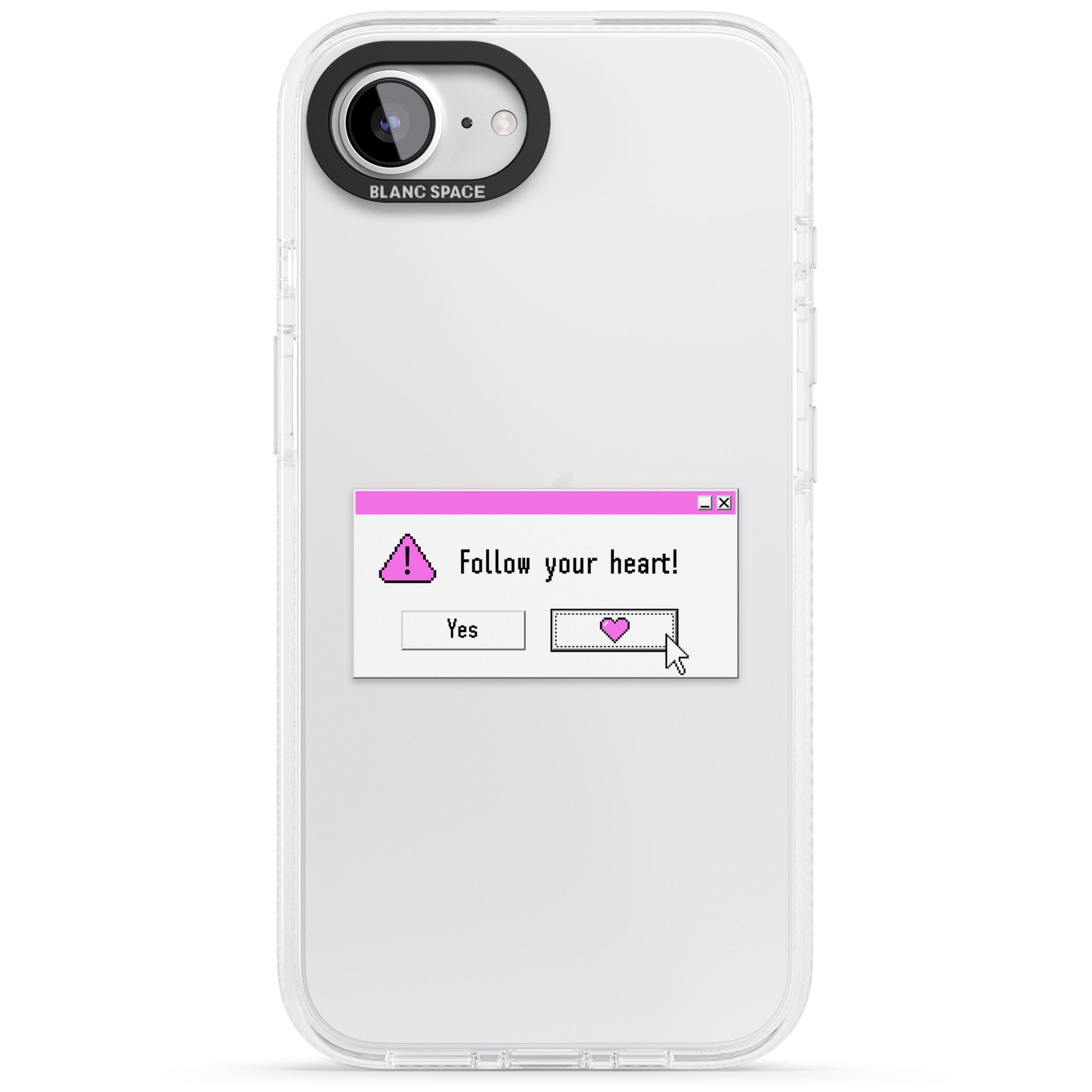 Follow your heart.exe iPhone 16e Clear Case Impact Air - Blanc Space