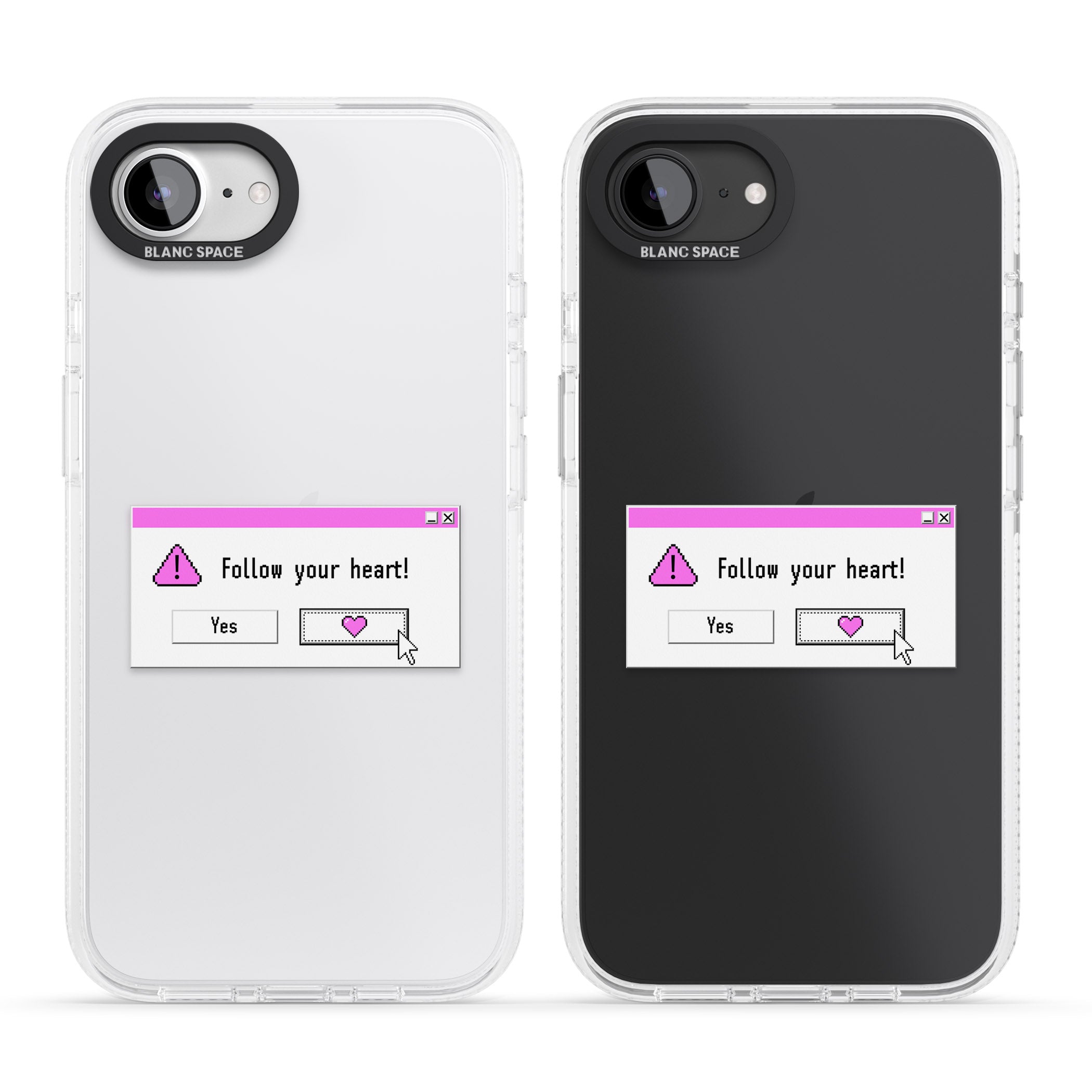 Follow your heart.exe iPhone 16e Clear Case Impact Air - Blanc Space