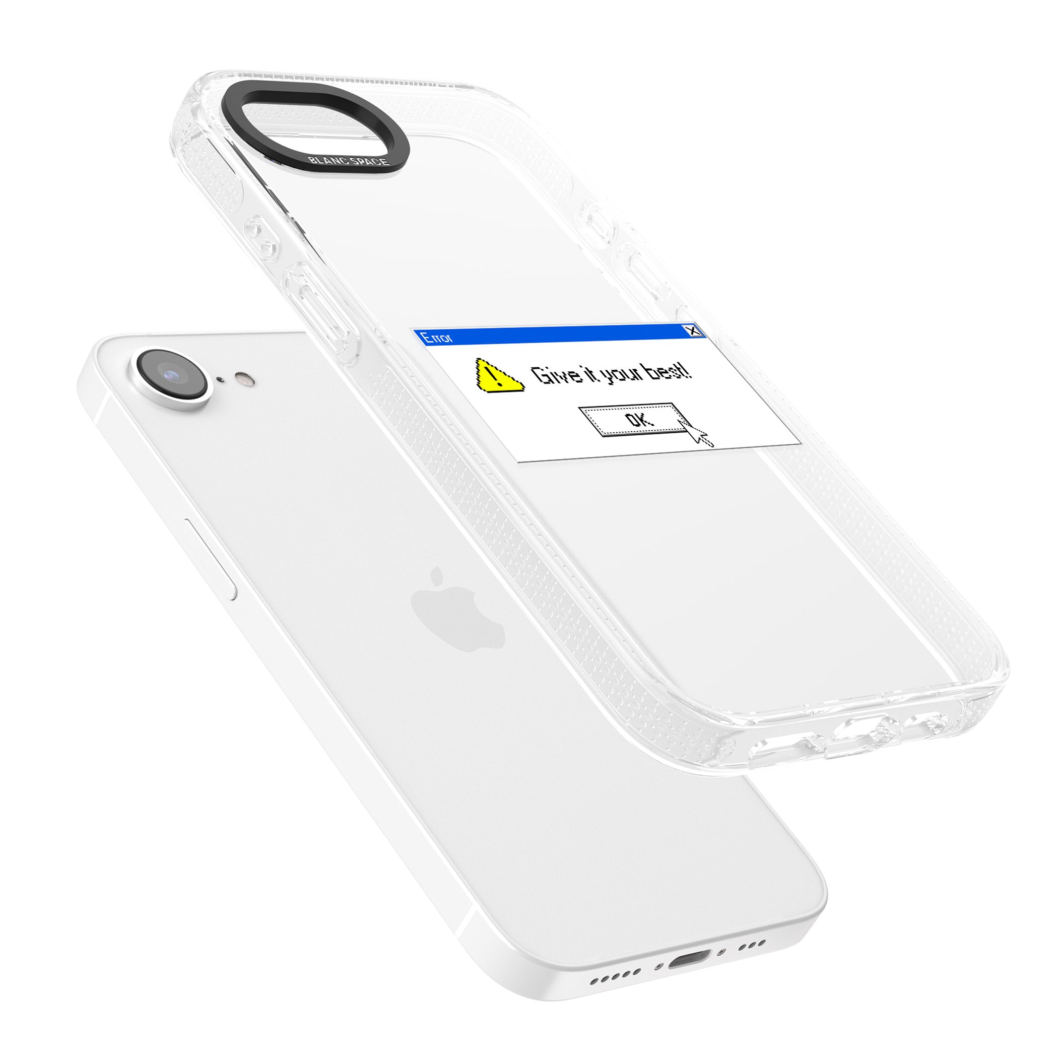 Give it your best.exe iPhone 16e Clear Case Impact Air - Blanc Space