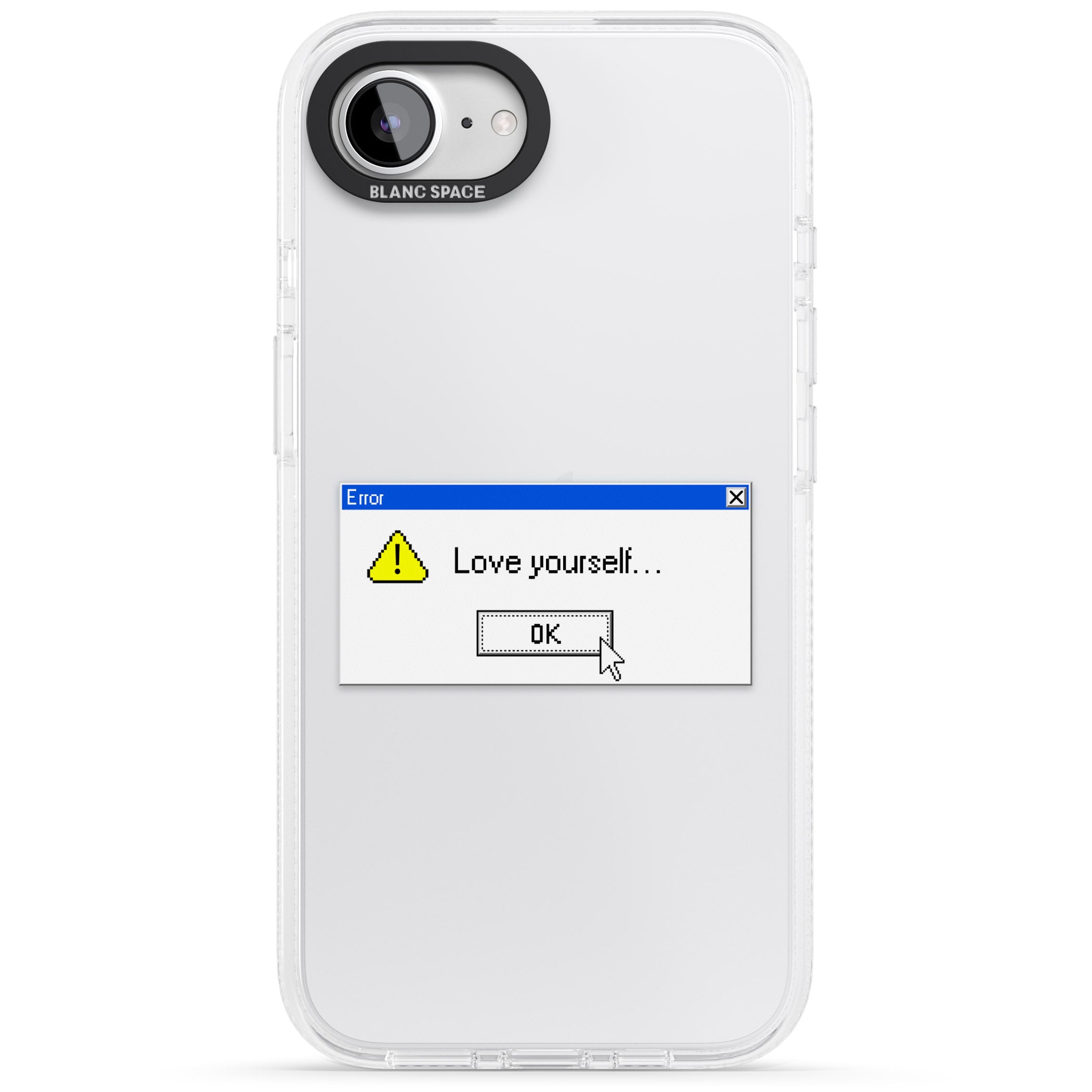Love yourself.exe iPhone 16e Clear Case Impact Air - Blanc Space