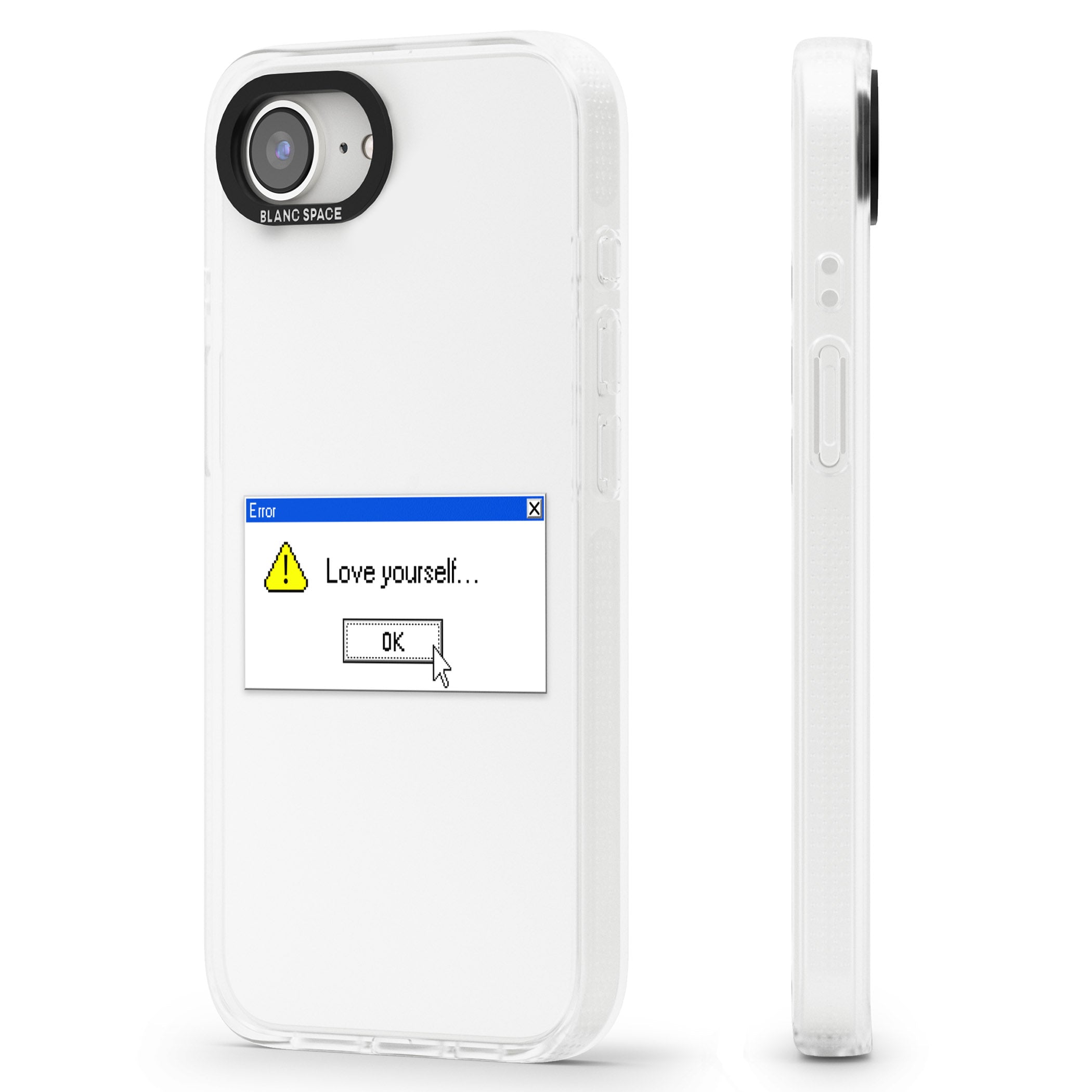 Love yourself.exe iPhone 16e Clear Case Impact Air - Blanc Space