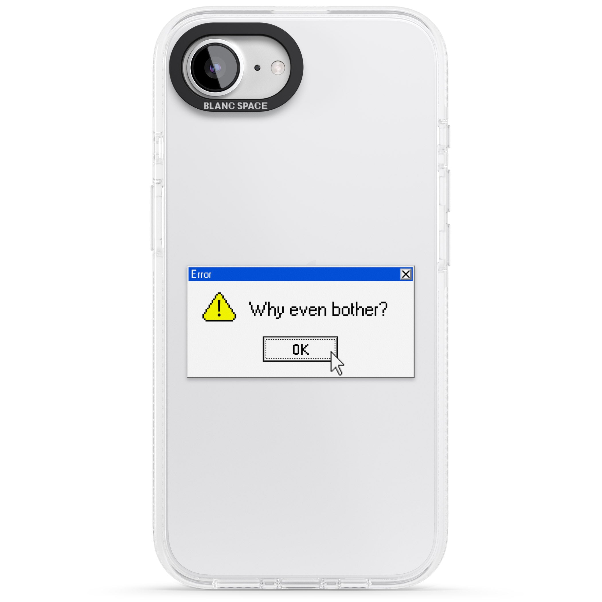 Why even bother?.exe iPhone 16e Clear Case Impact Air - Blanc Space
