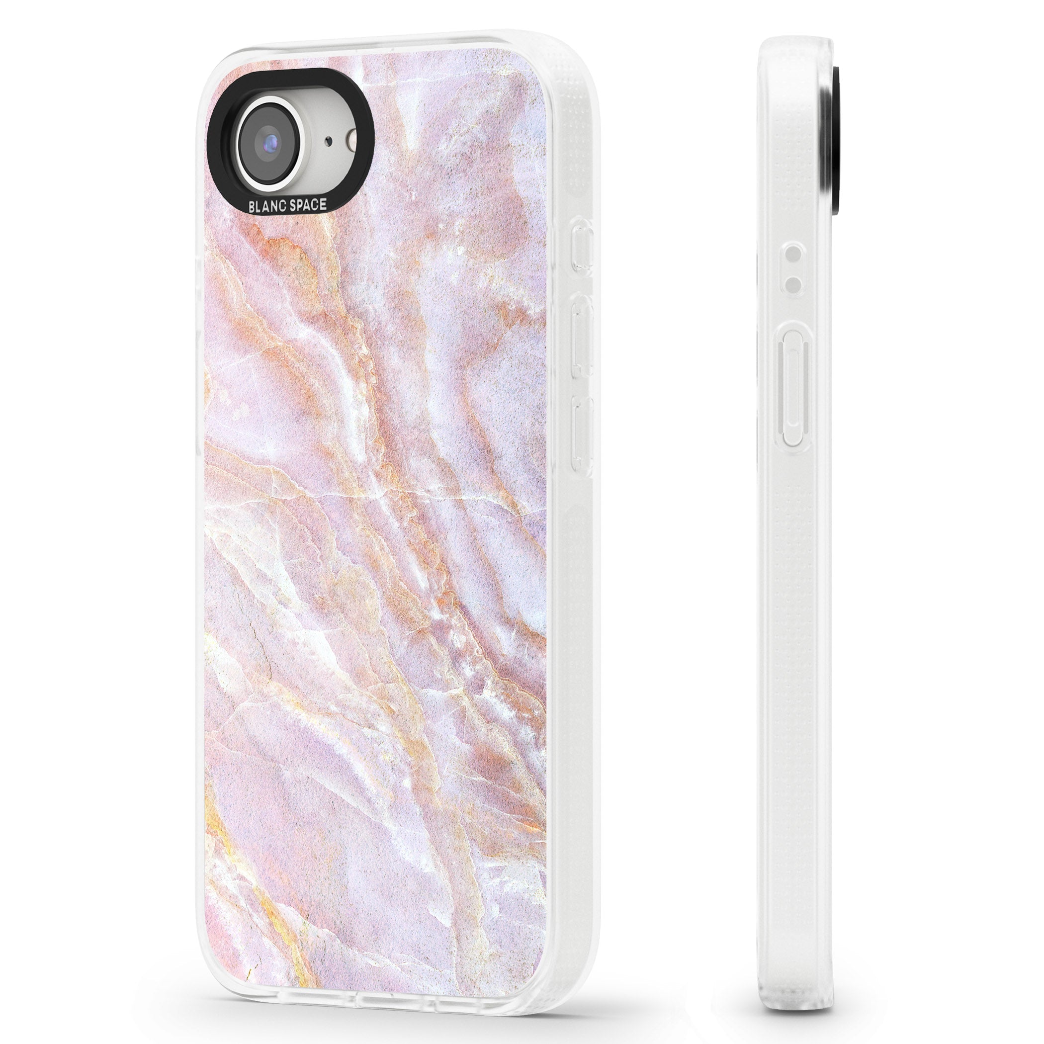 Soft Pink & Yellow Onyx Marble iPhone 16e Clear Case Impact Air - Blanc Space