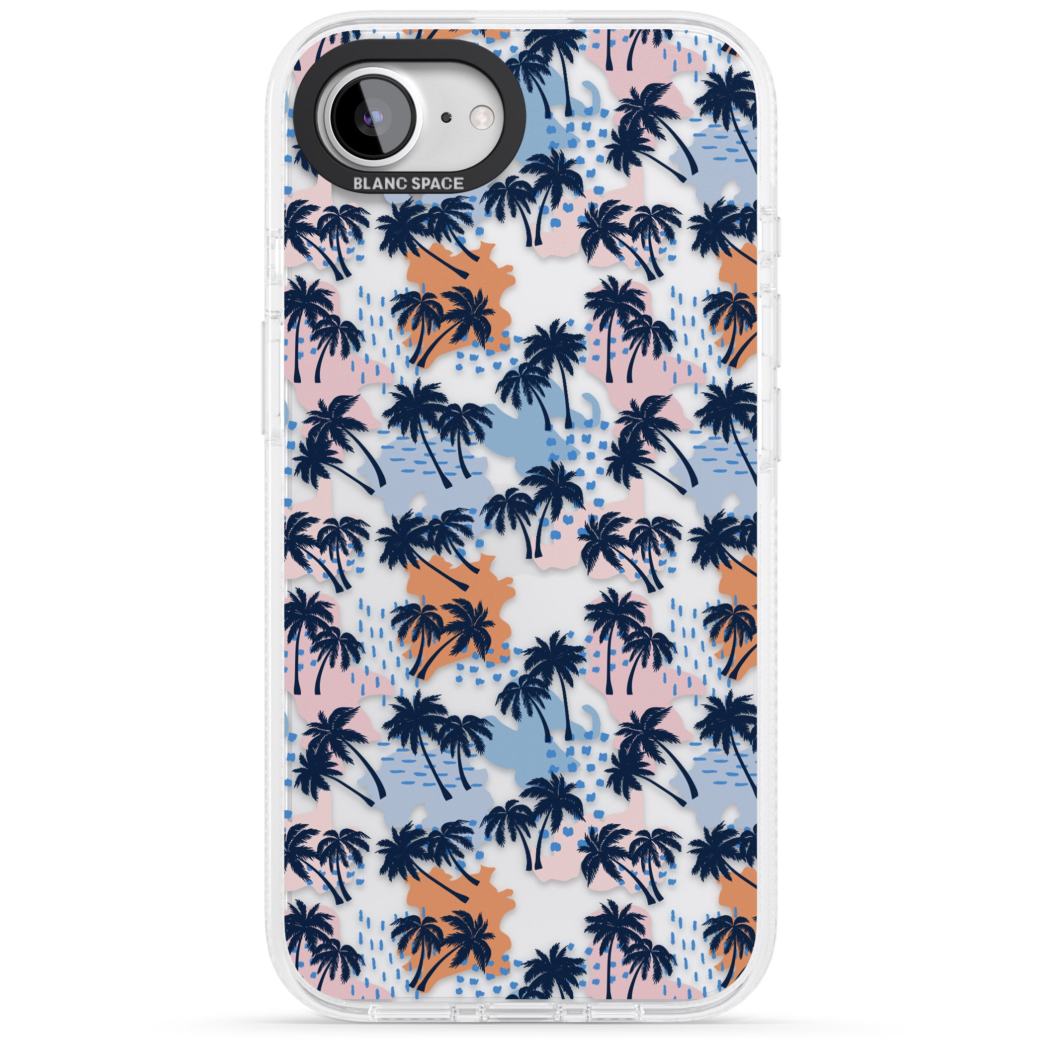 Summer Palm Trees (Clear) iPhone 16e Clear Case Impact Air - Blanc Space