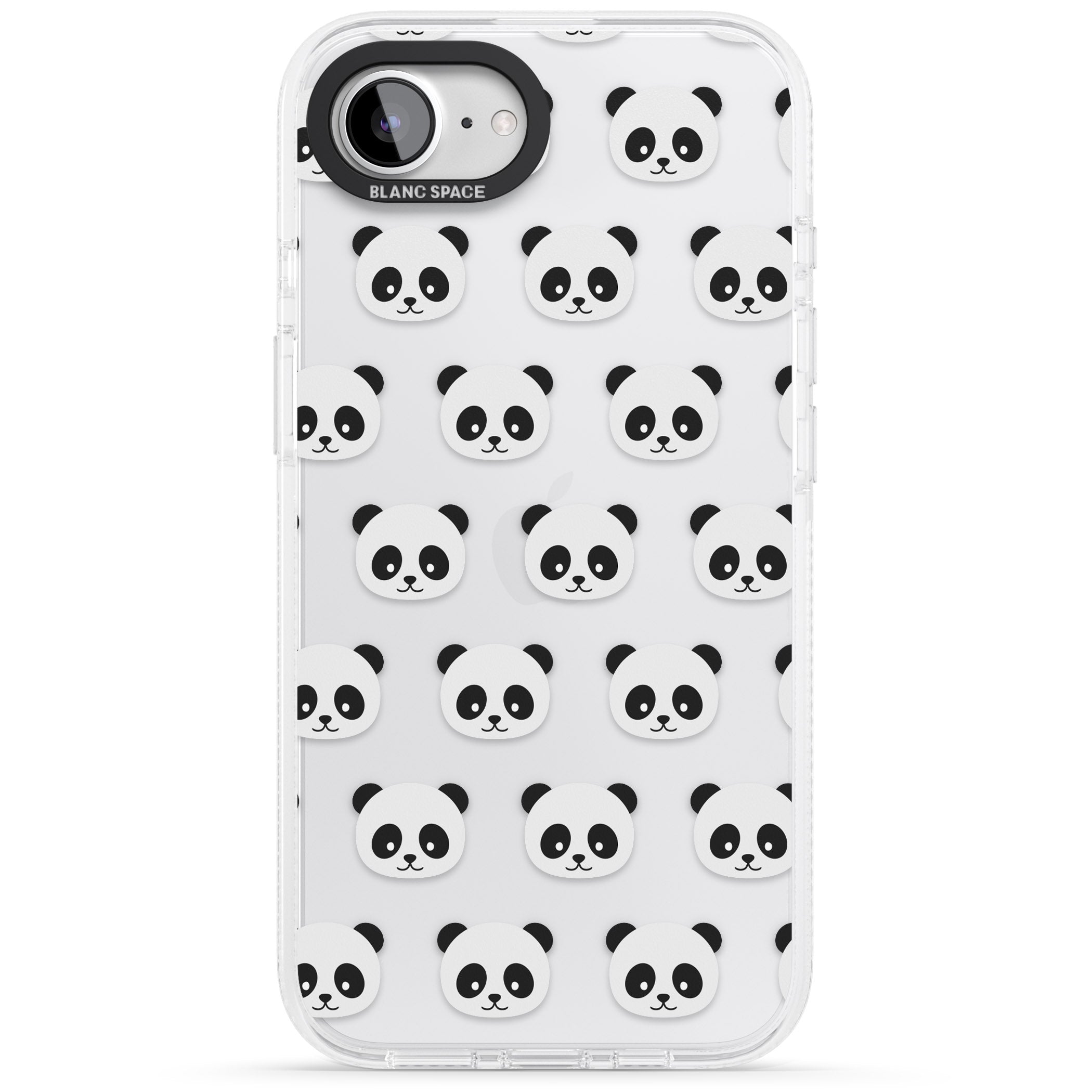 Panda Face Pattern iPhone 16e Clear Case Impact Air - Blanc Space