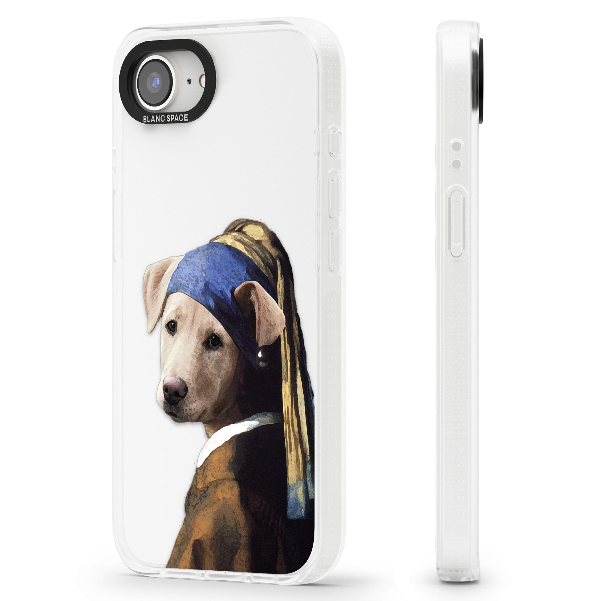Doggo with a Pearl Earring iPhone 16e Clear Case Impact Air - Blanc Space