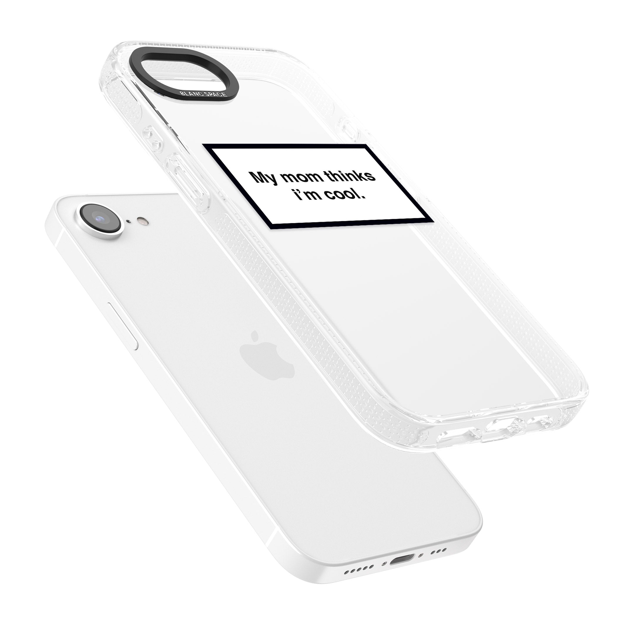My Mom Thinks i'm Cool iPhone 16e Clear Case Impact Air - Blanc Space