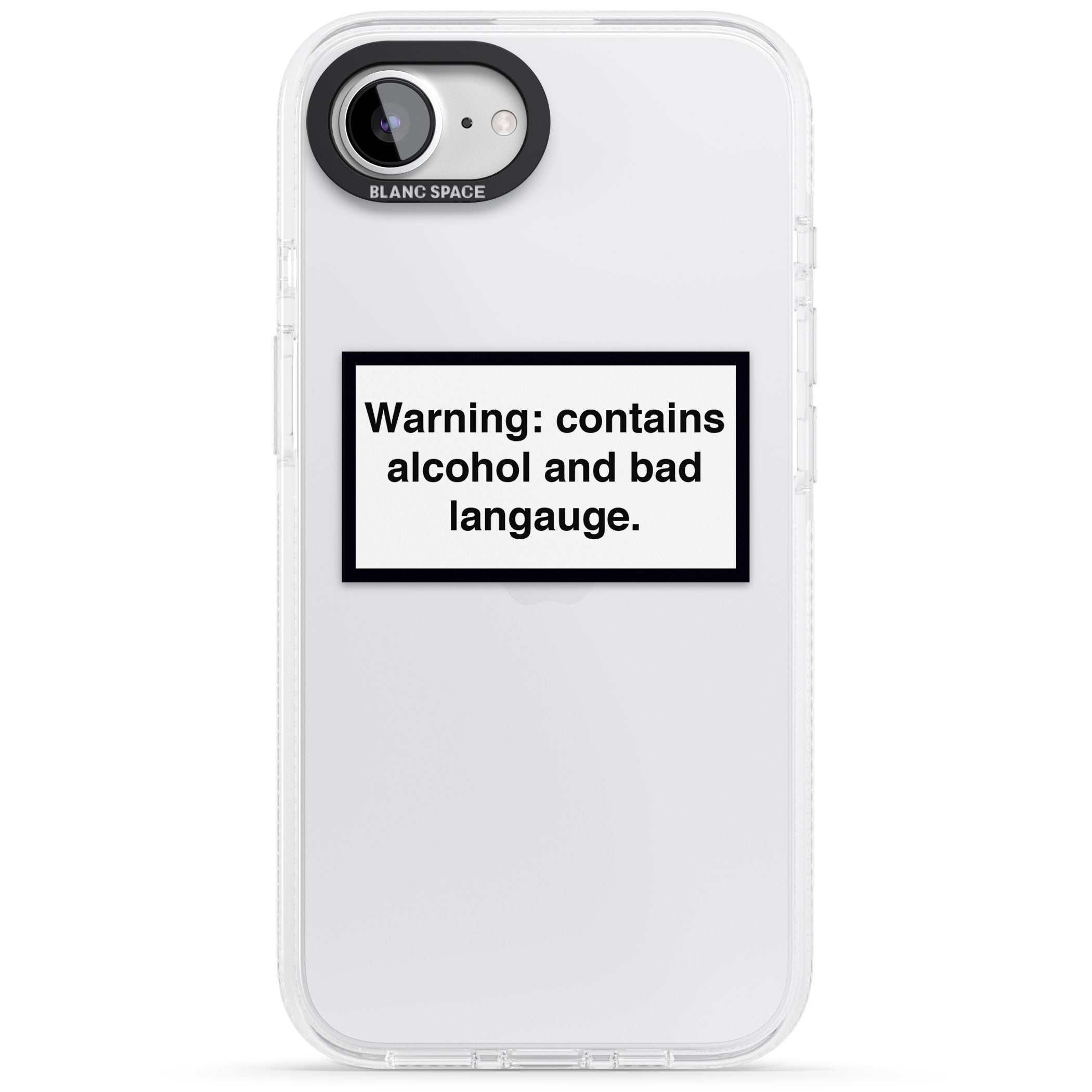 Warning: Contains Alcohol & Bad Language iPhone 16e Clear Case Impact Air - Blanc Space