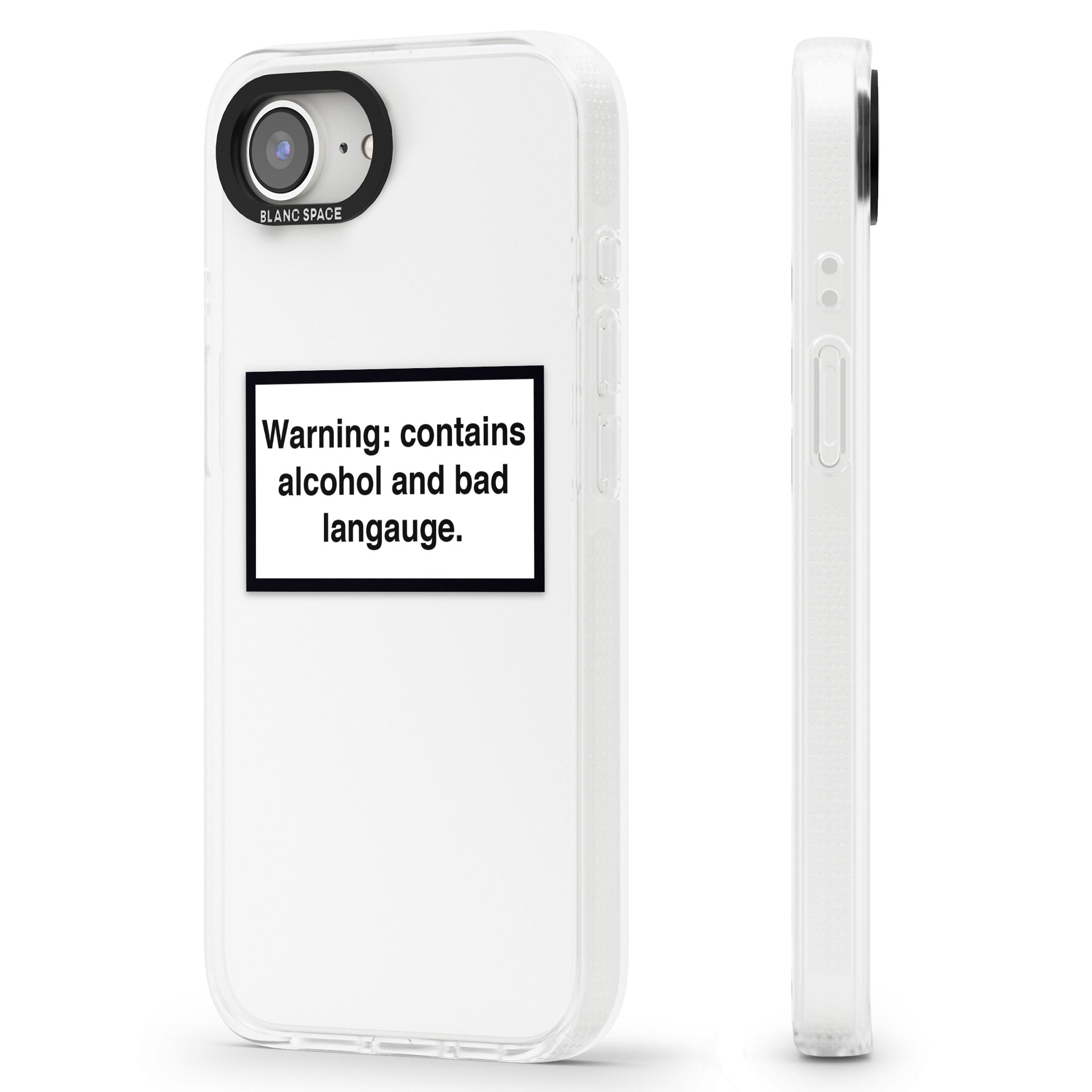 Warning: Contains Alcohol & Bad Language iPhone 16e Clear Case Impact Air - Blanc Space