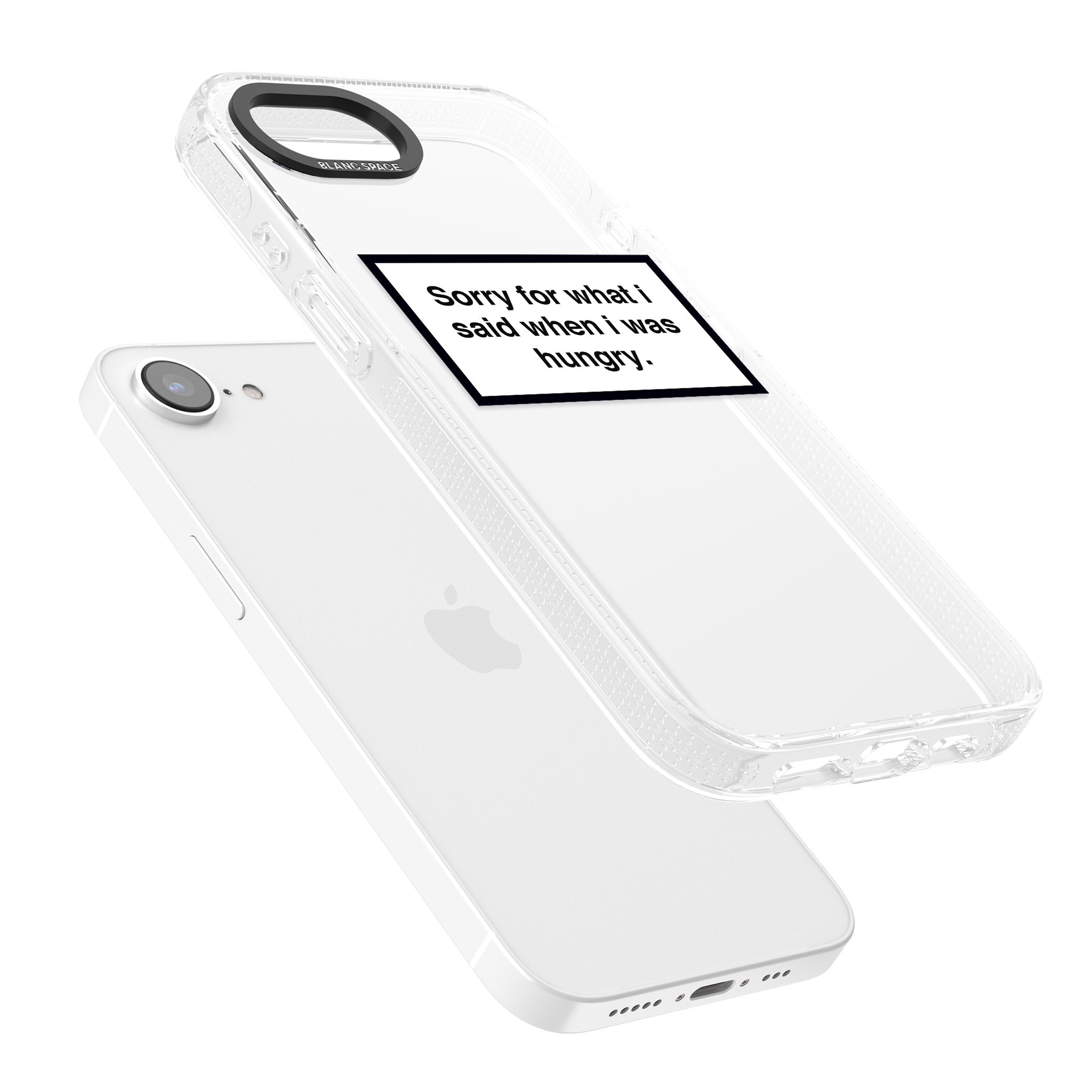 Sorry for what I said iPhone 16e Clear Case Impact Air - Blanc Space