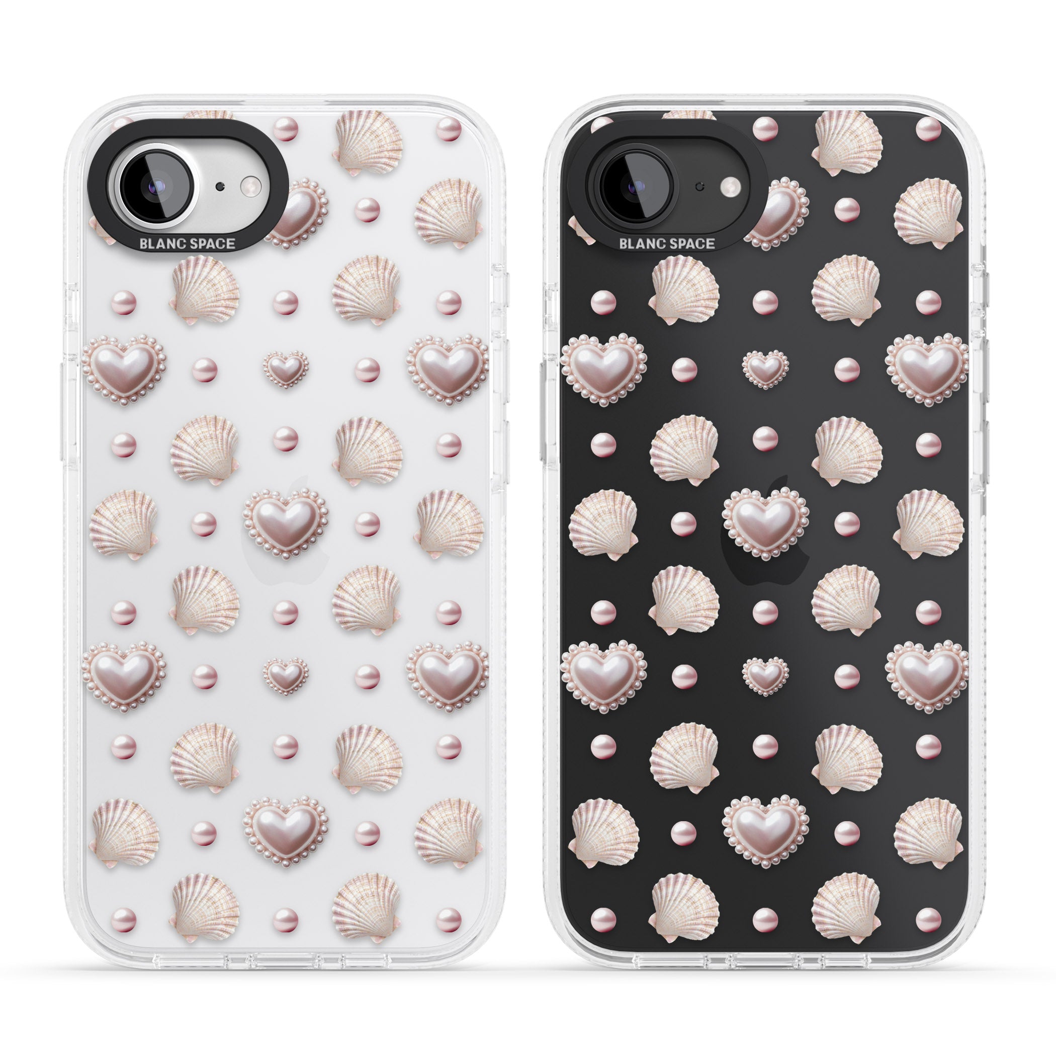 Pearl Hearts iPhone 16e Clear Case Impact Air - Blanc Space