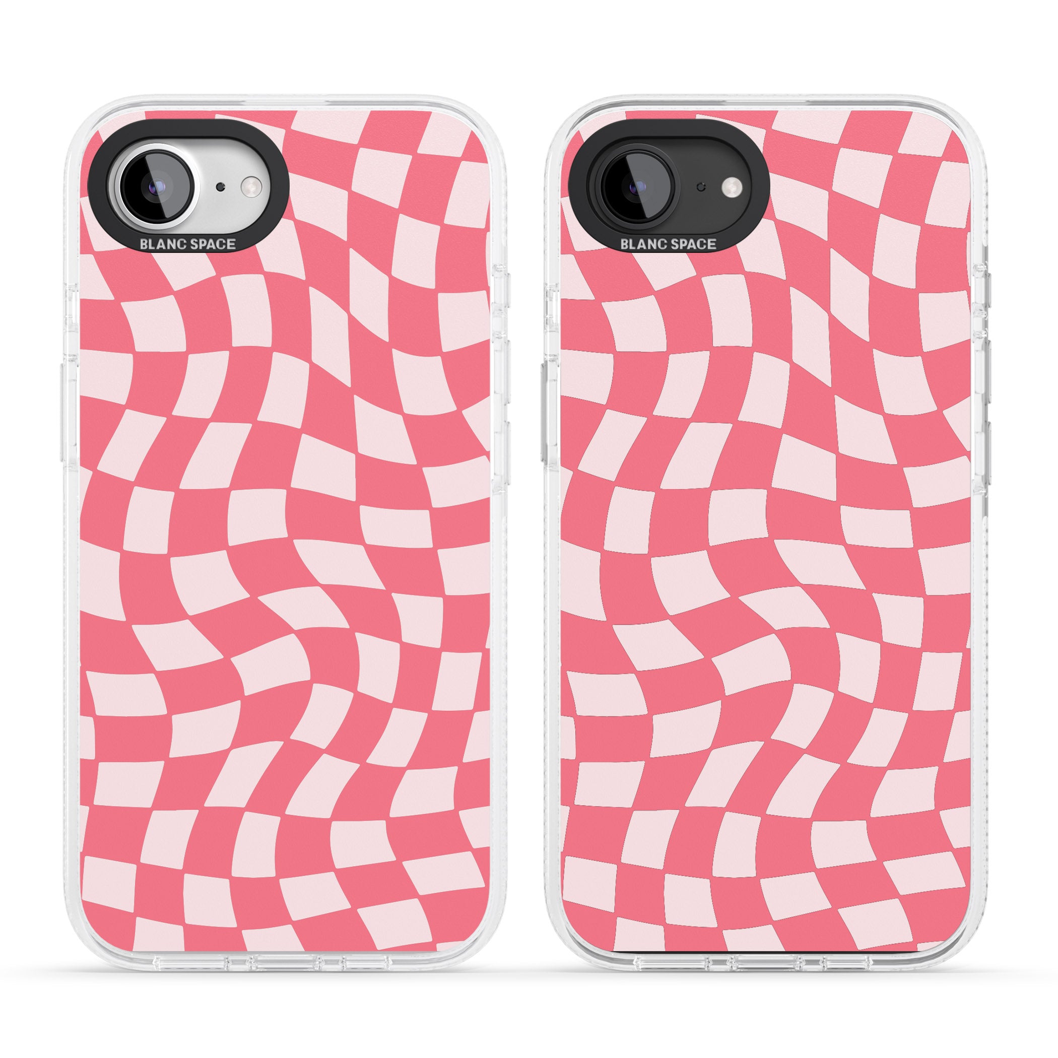 Pink Wavy Checked Pattern iPhone 16e Clear Case Impact Air - Blanc Space