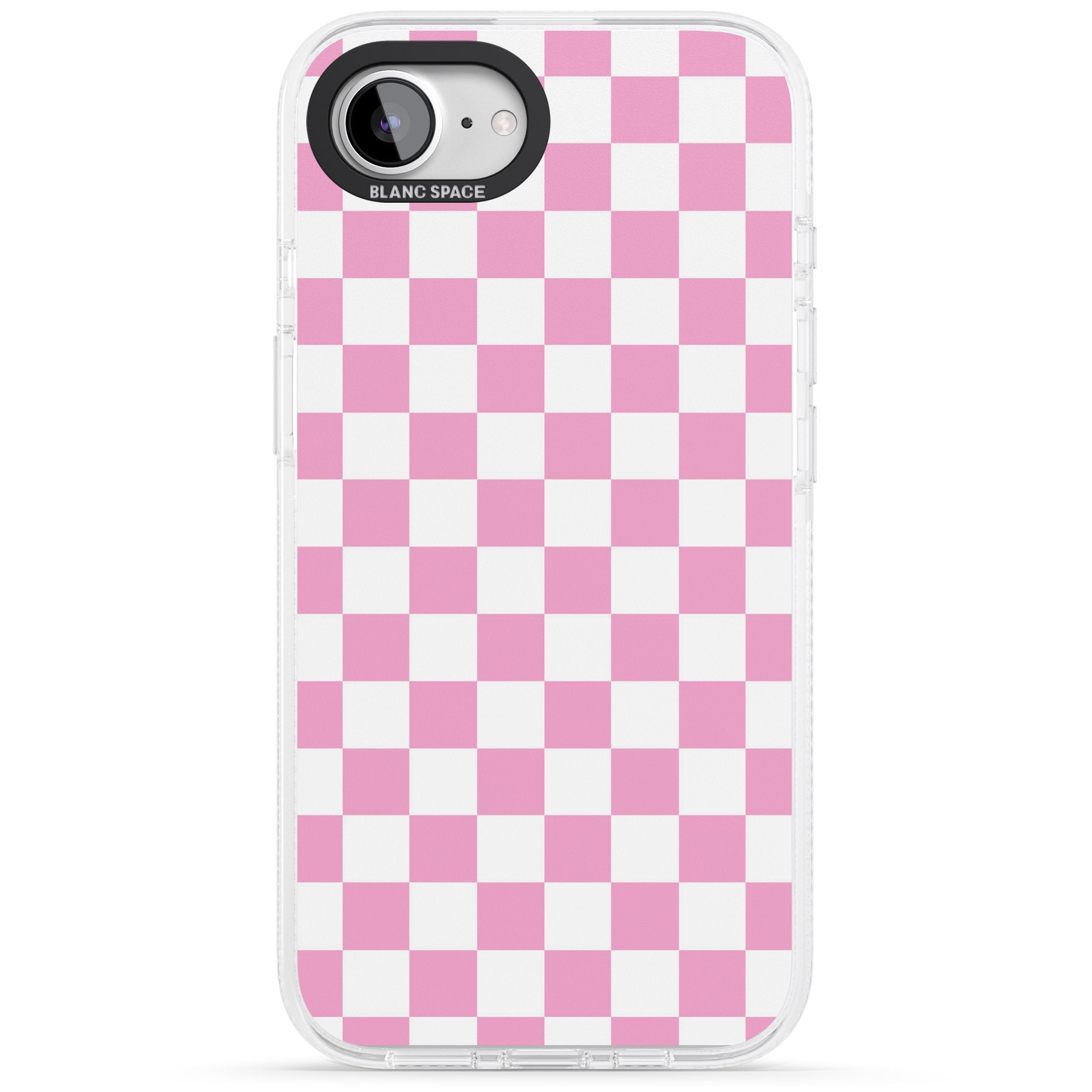 Pink Checkered iPhone 16e Clear Case Impact Air - Blanc Space