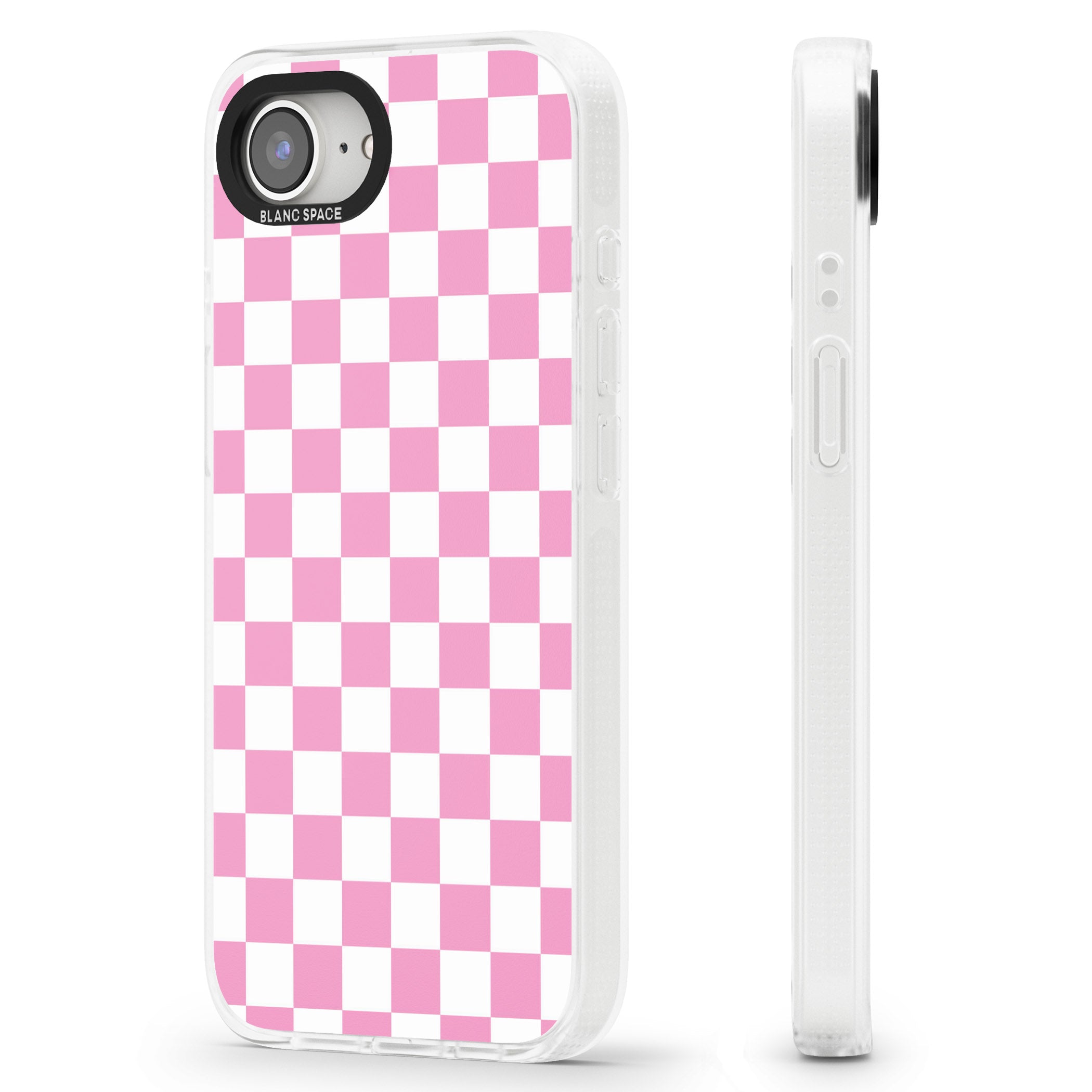 Pink Checkered iPhone 16e Clear Case Impact Air - Blanc Space