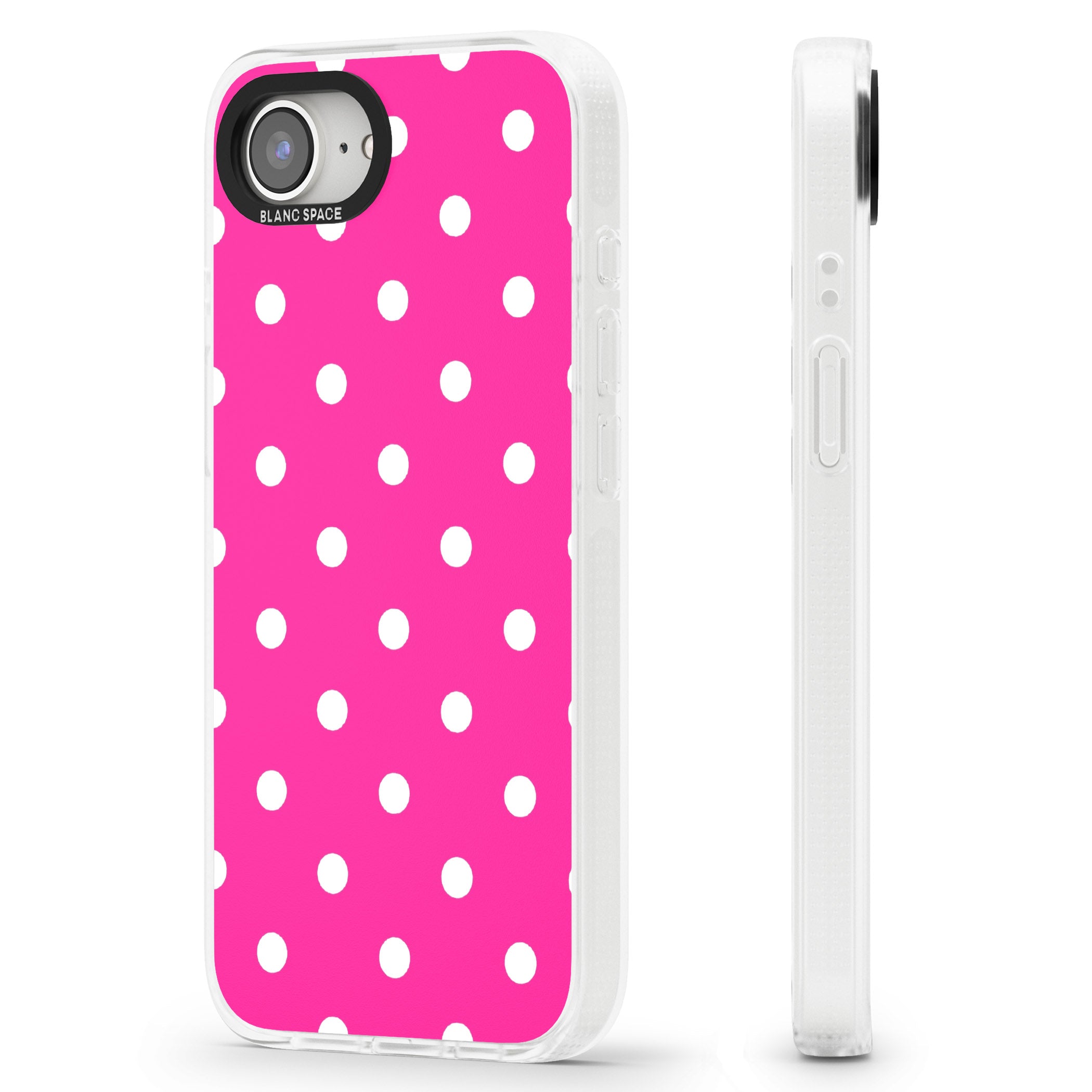 Pink Polka Dot iPhone 16e Clear Case Impact Air - Blanc Space