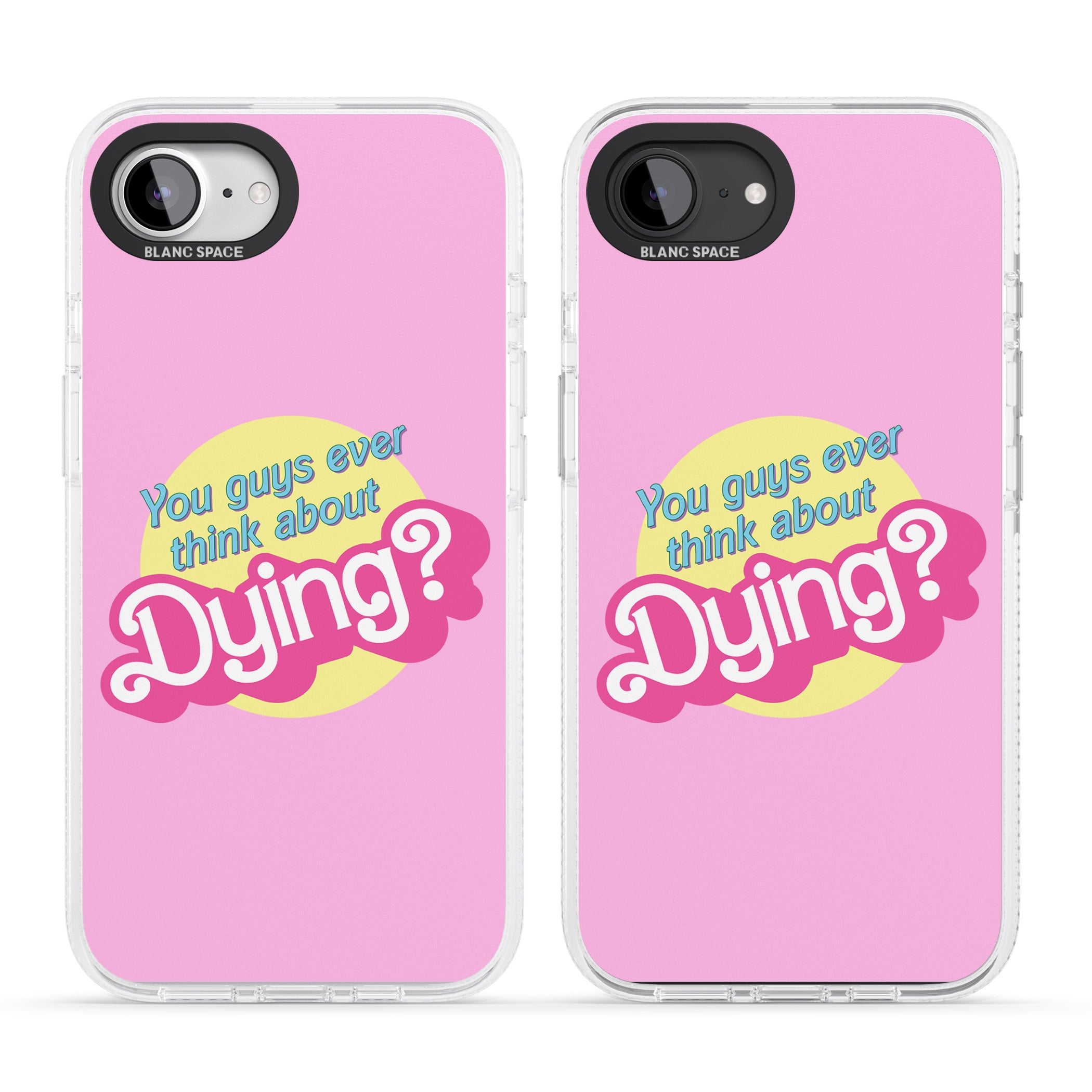 Ever Think About Dying? iPhone 16e Clear Case Impact Air - Blanc Space