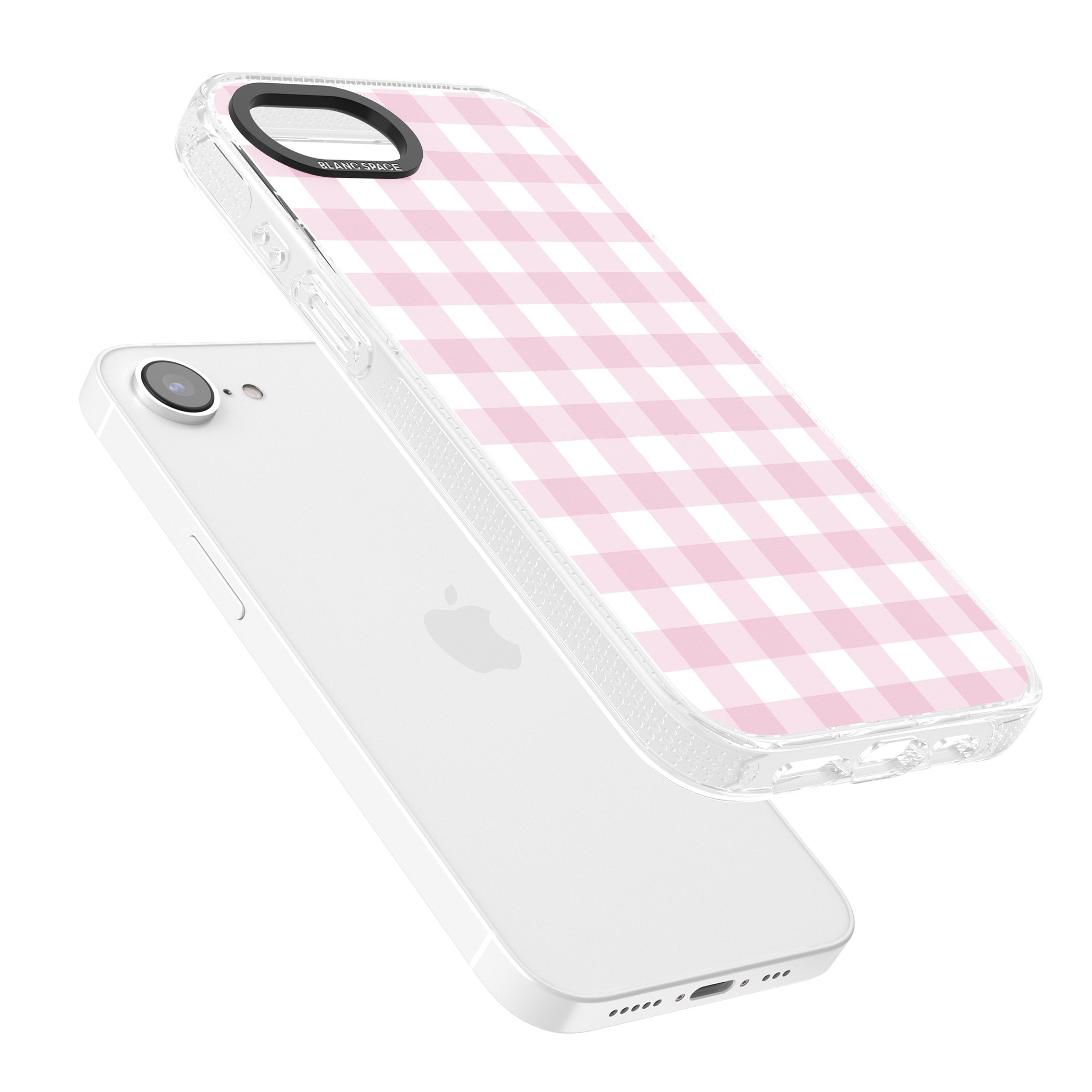 Pink Gingham Pattern iPhone 16e Clear Case Impact Air - Blanc Space