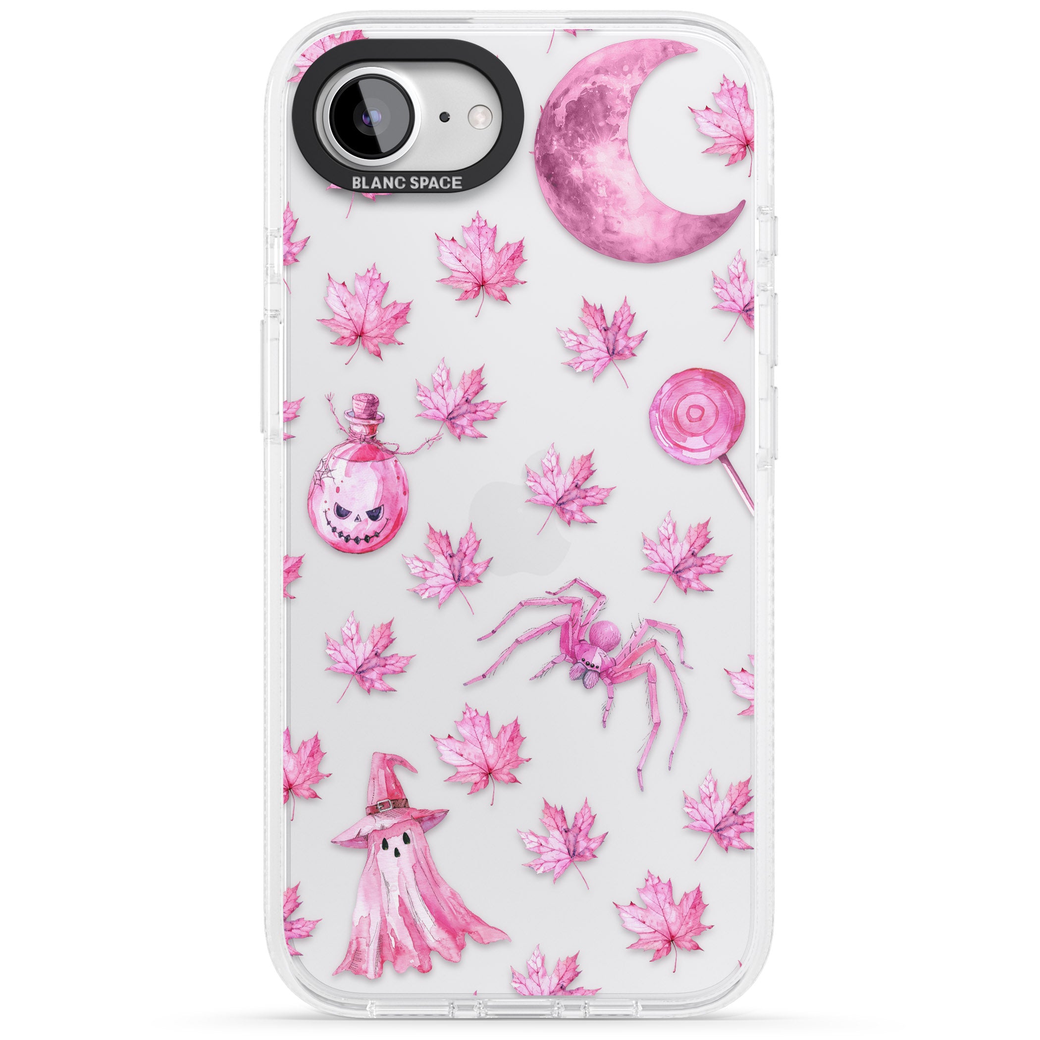 Pink Moon & Maple iPhone 16e Clear Case Impact Air - Blanc Space