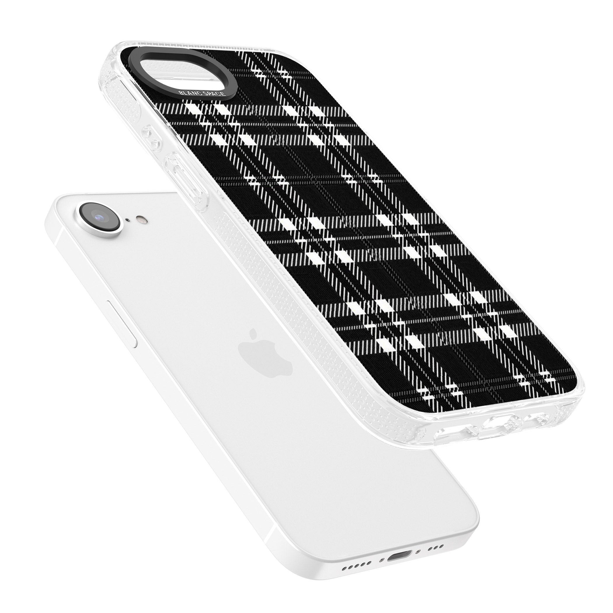 Divine Black Plaid iPhone 16e Clear Case Impact Air - Blanc Space