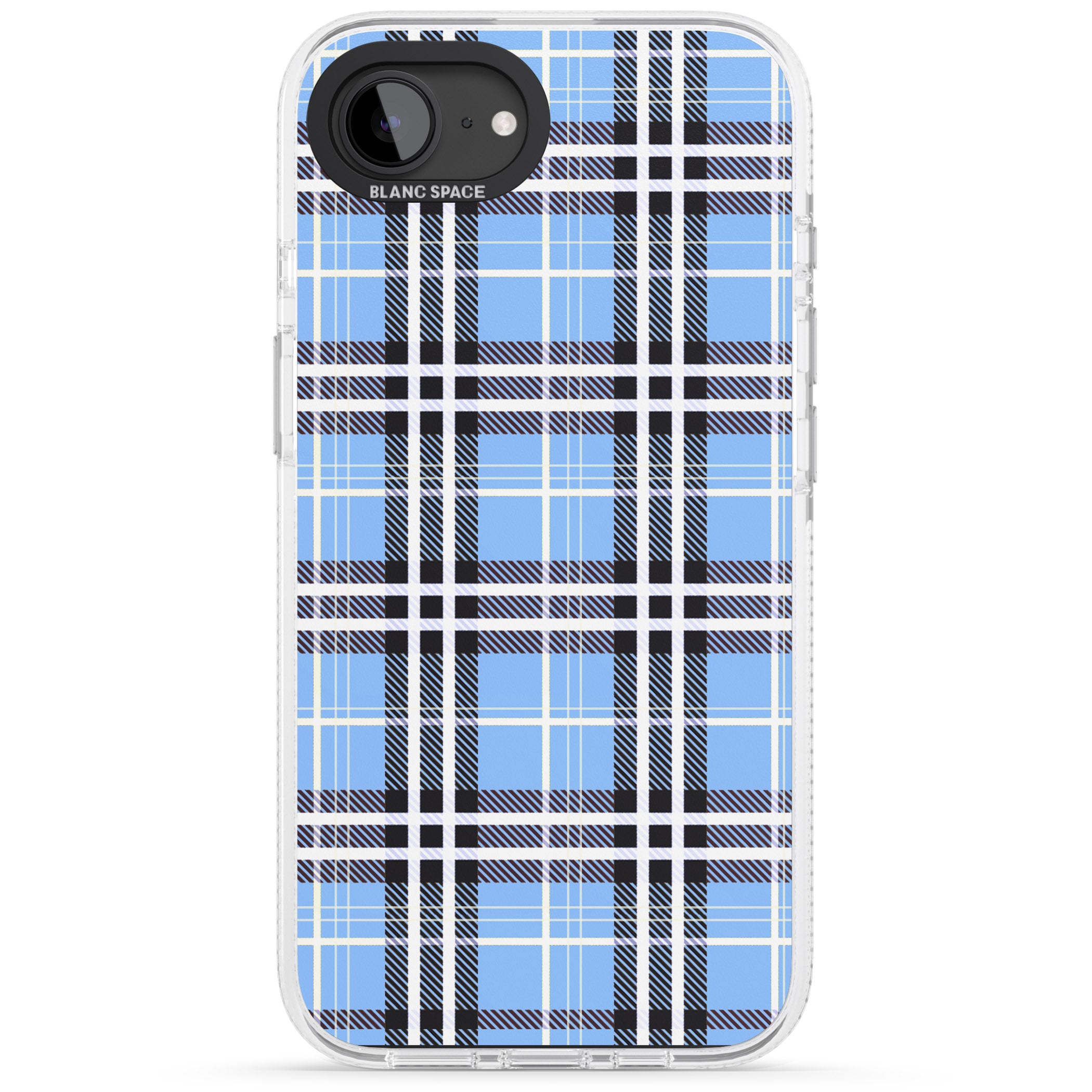 Blue Plaid iPhone 16e Clear Case Impact Air - Blanc Space