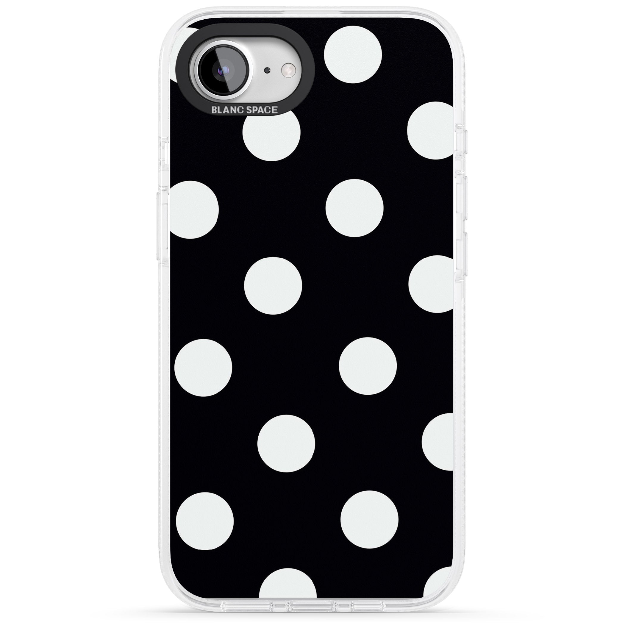 Chic Black Polka Dot iPhone 16e Clear Case Impact Air - Blanc Space