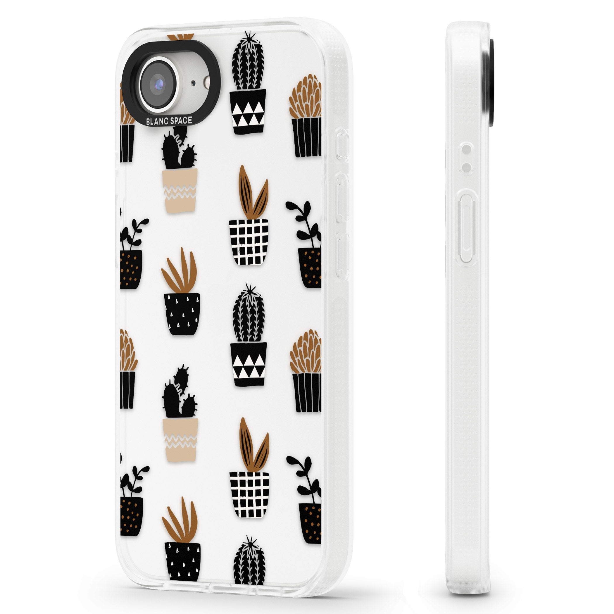 Large Mixed Plants Pattern - Clear iPhone 16e Clear Case Impact Air - Blanc Space