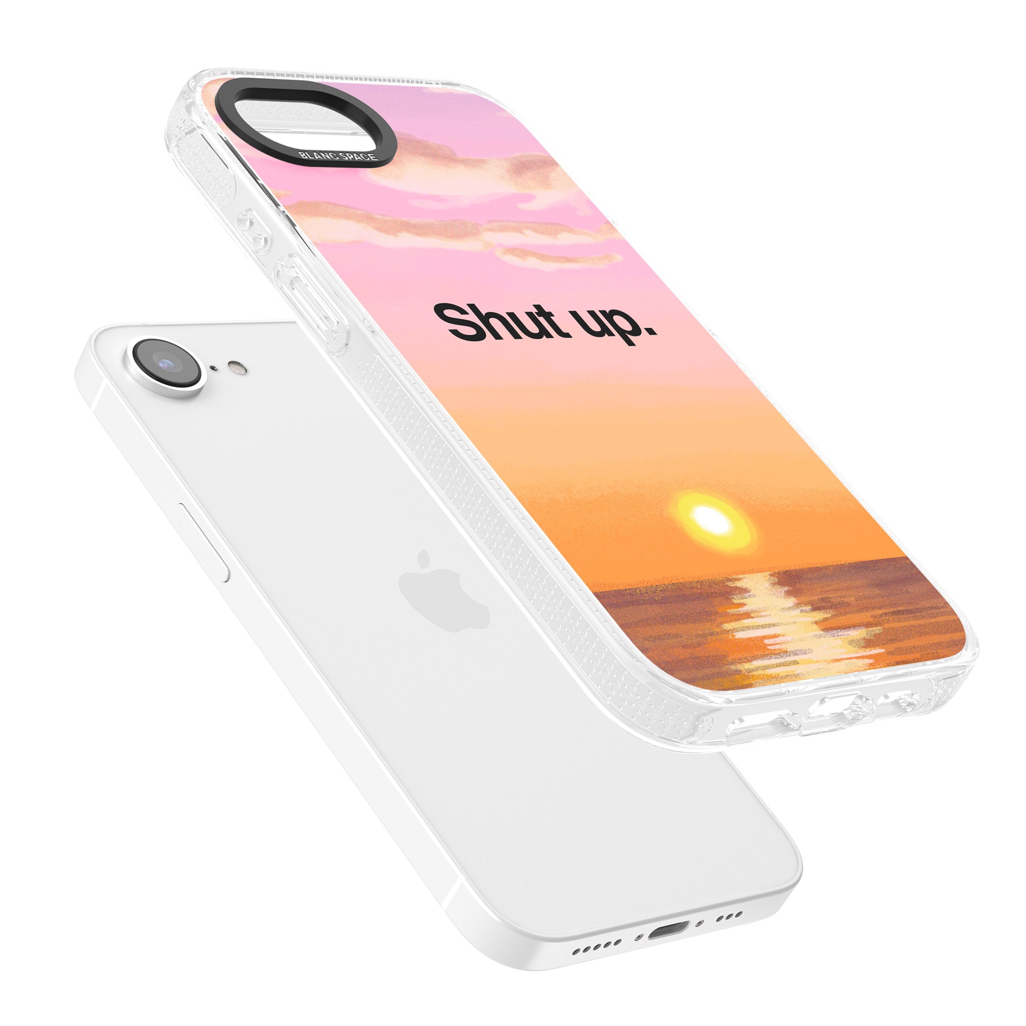 Shut up iPhone 16e Clear Case Impact Air - Blanc Space