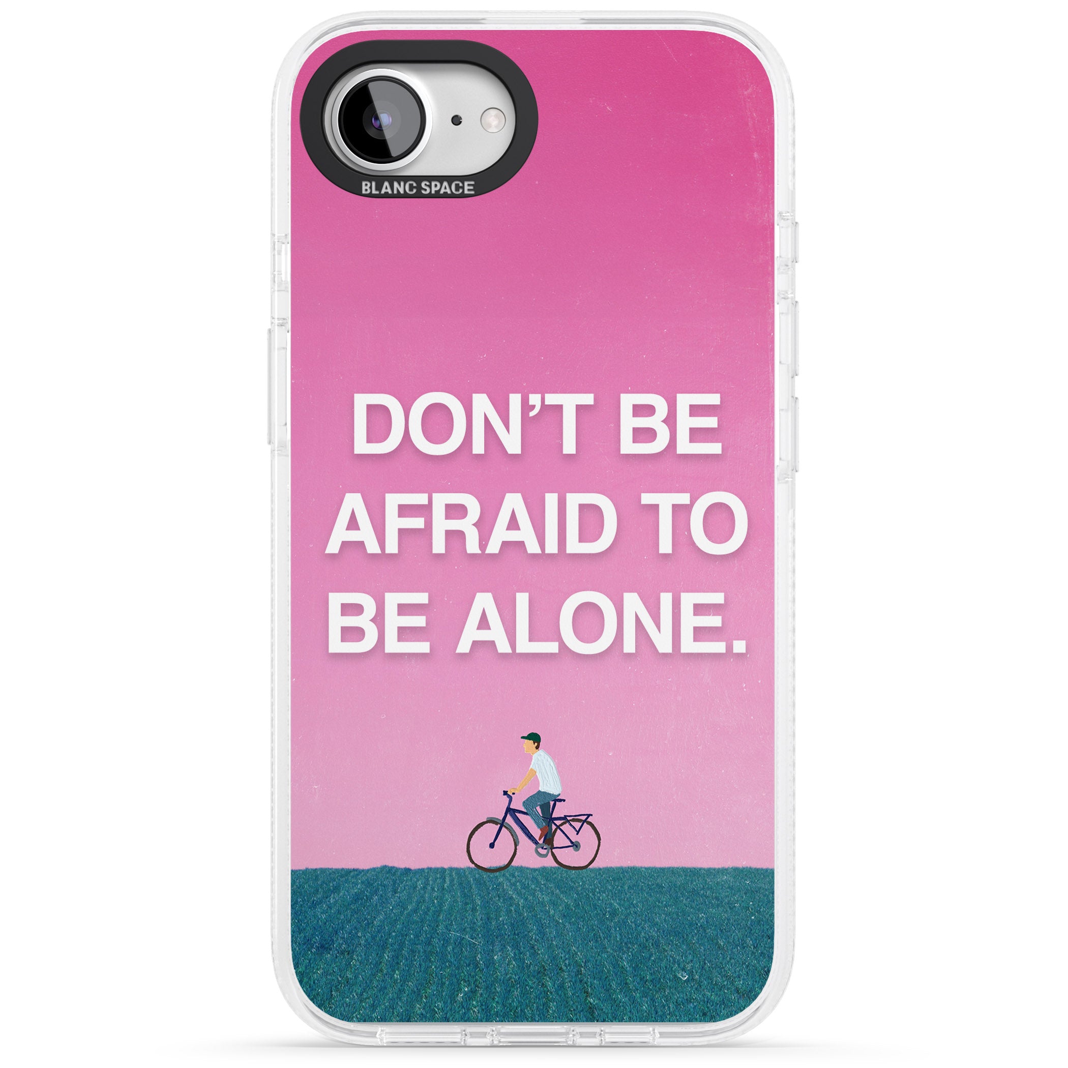 Don't be afraid to be alone iPhone 16e Clear Case Impact Air - Blanc Space