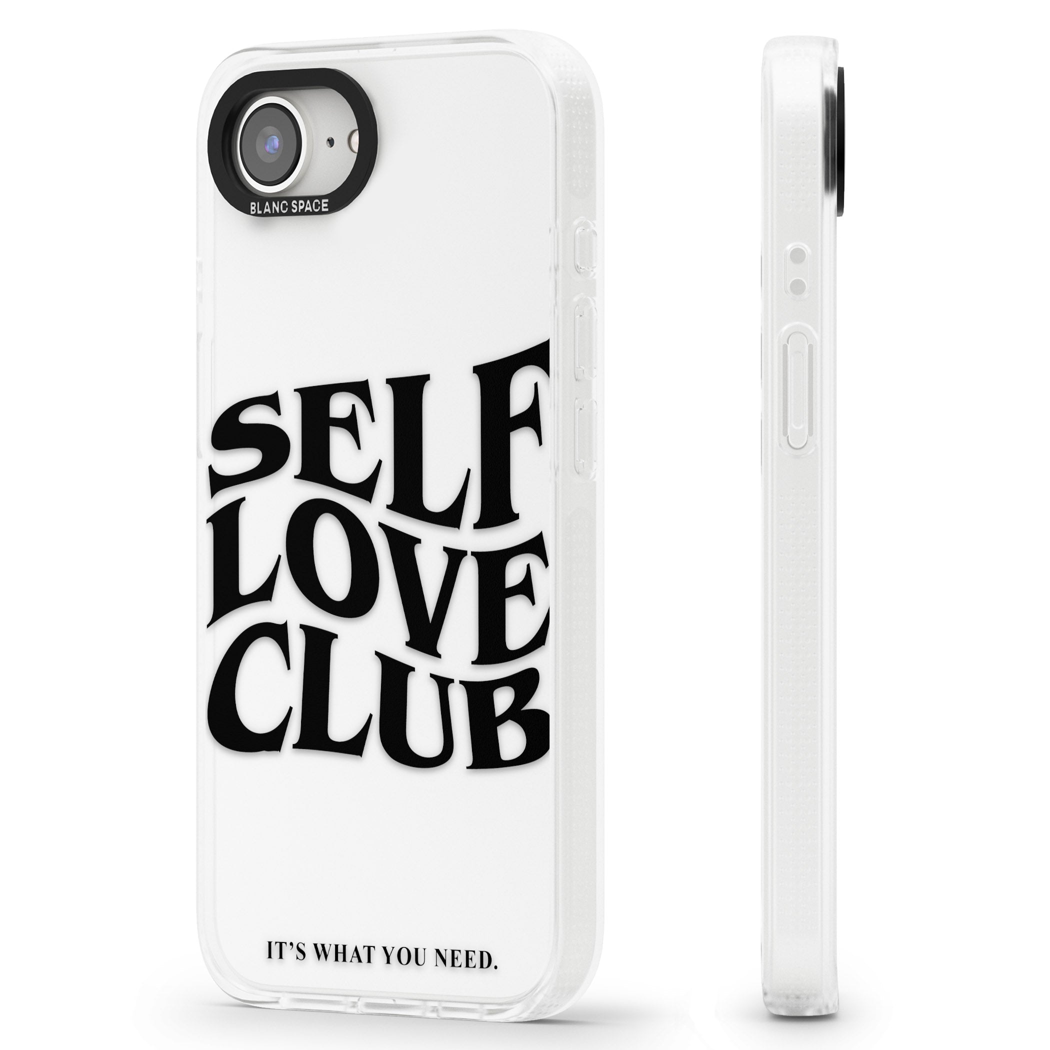 Self Love Club (Black) iPhone 16e Clear Case Impact Air - Blanc Space