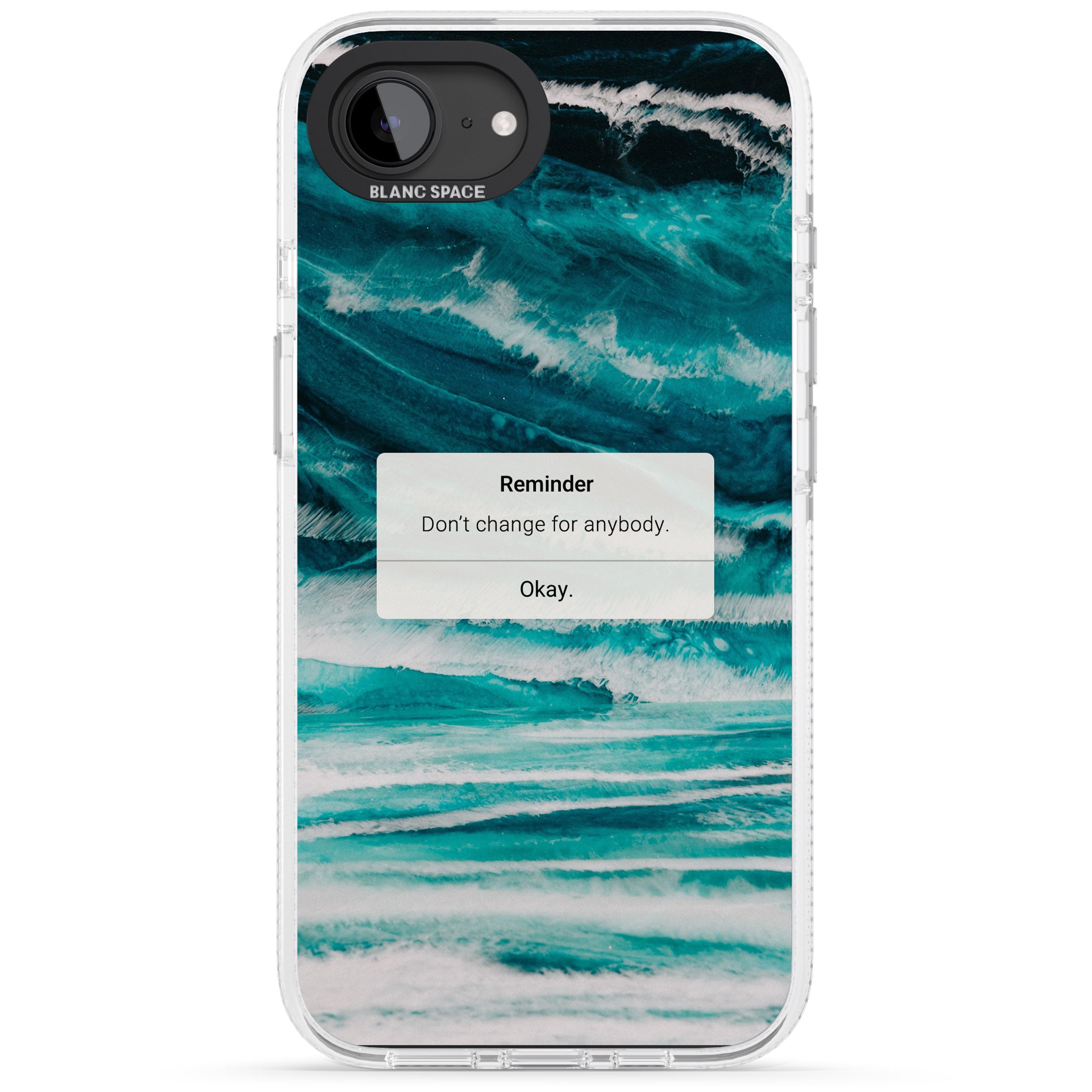 "Don't Change" iPhone Reminder iPhone 16e Clear Case Impact Air - Blanc Space