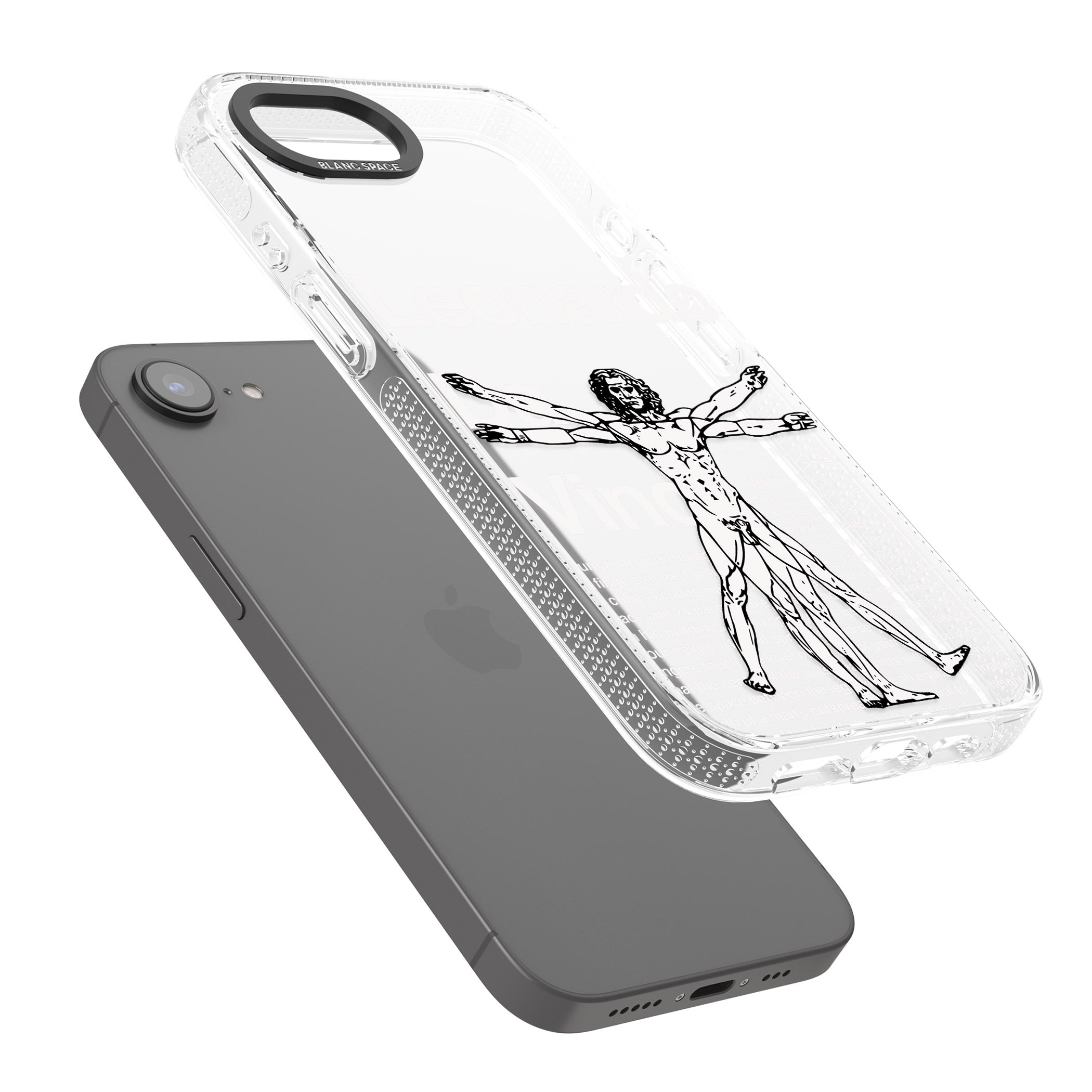 Vitruvian Man iPhone 16e Clear Case Impact Air - Blanc Space